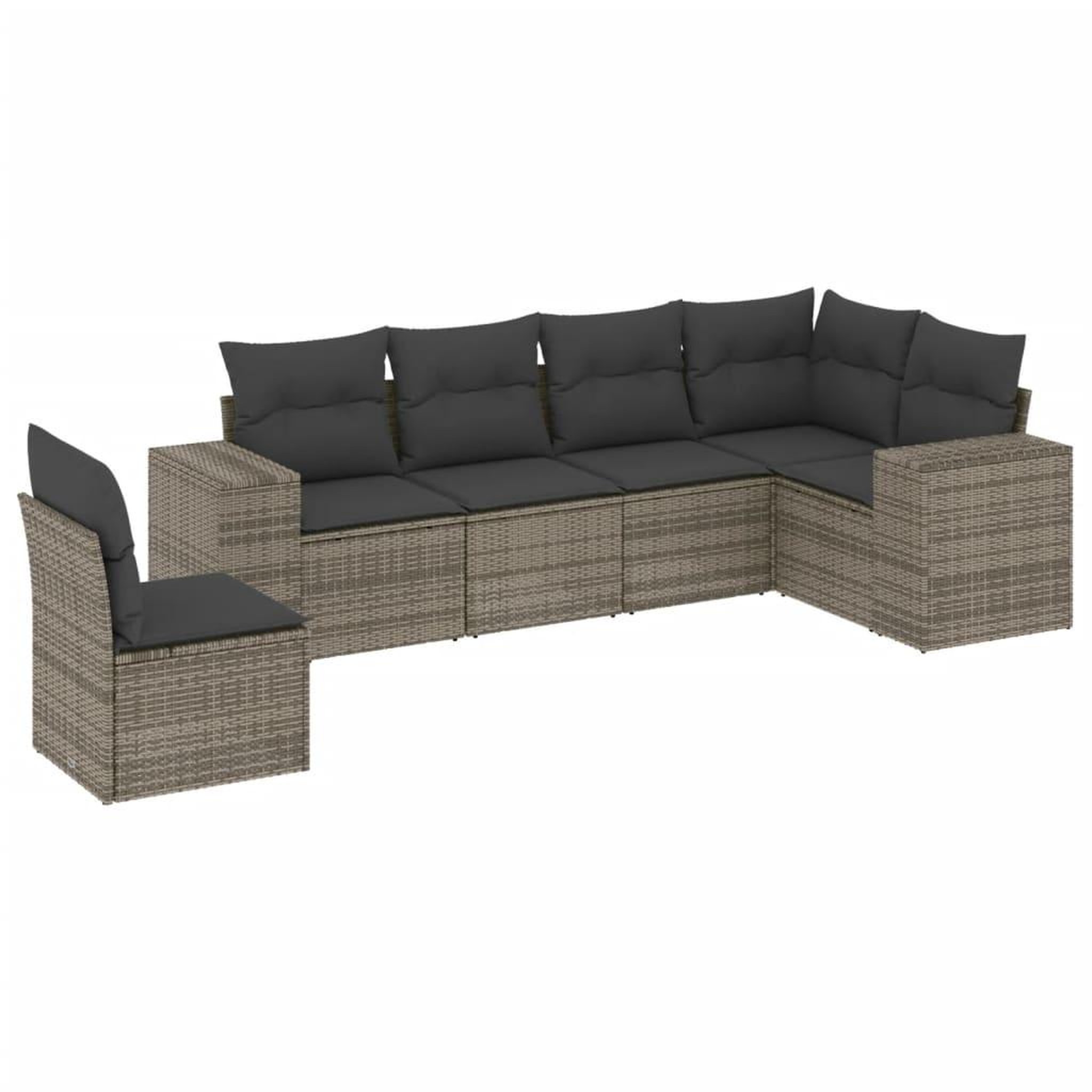 Voir la diapositive 2 : VIDAXL Salon de jardin 6 pcs avec coussins gris resine tressee