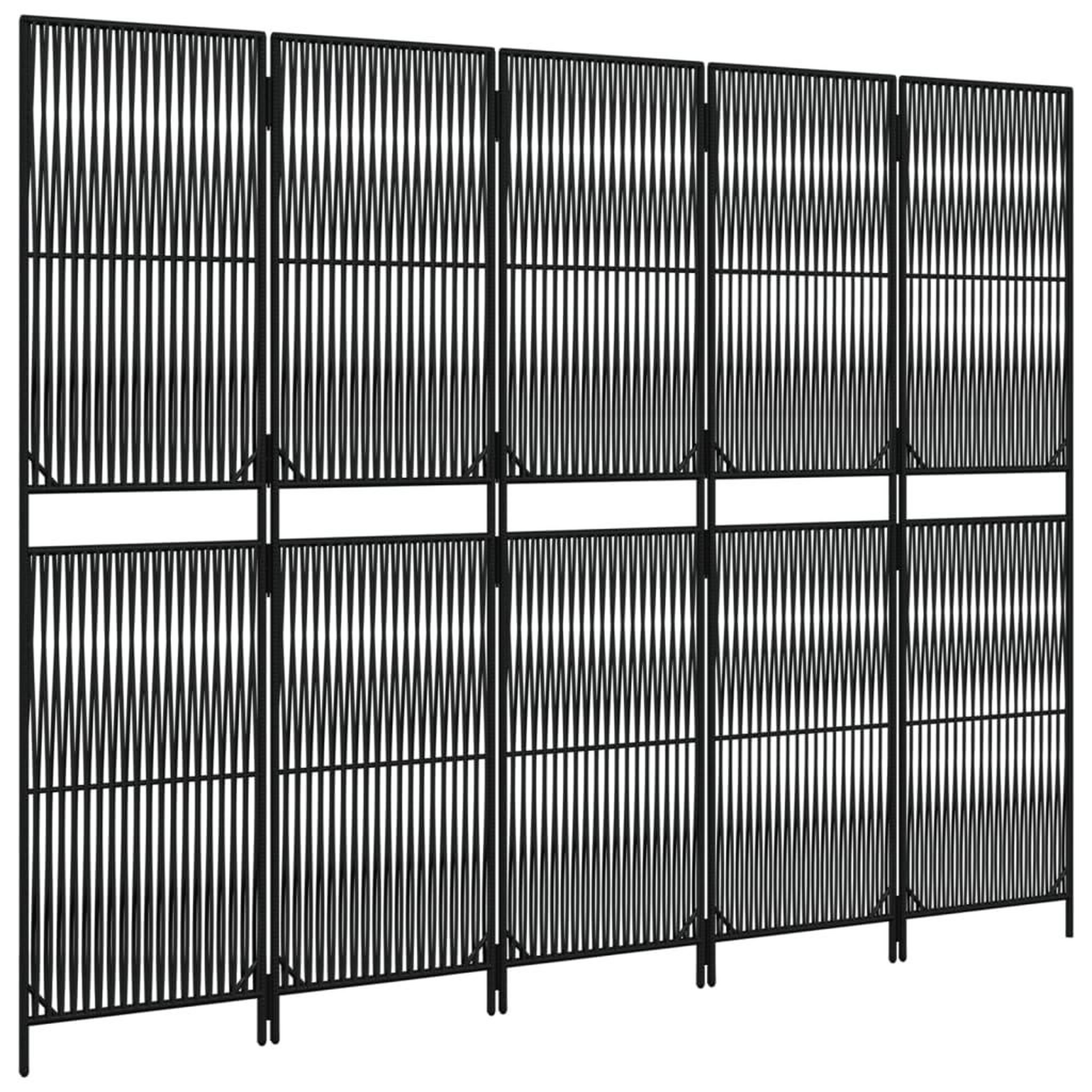 Voir la diapositive 4 : VIDAXL Cloison de separation 5 panneaux noir resine tressee