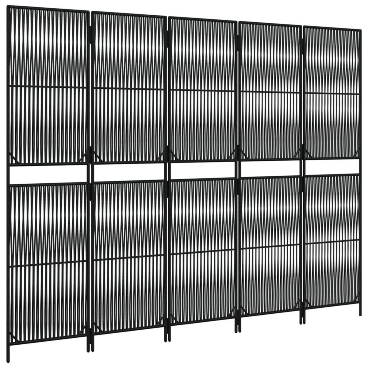 VIDAXL Cloison de separation 5 panneaux noir resine tressee