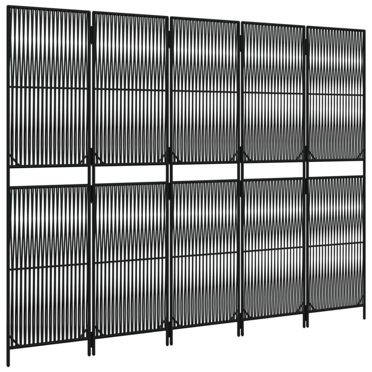 VIDAXL Cloison de separation 5 panneaux noir resine tressee