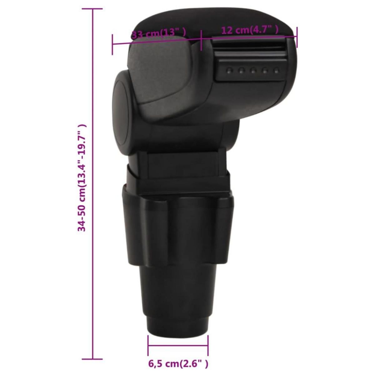 VIDAXL Accoudoir de voiture noir 12x33x(34-50) cm ABS