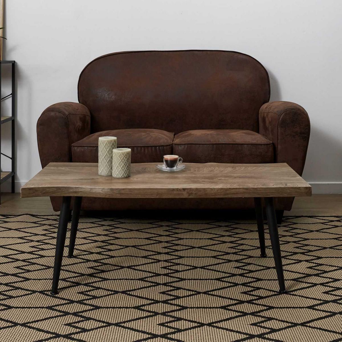 TOILINUX Table Basse Forest en métal et MDF - Noir et Marron