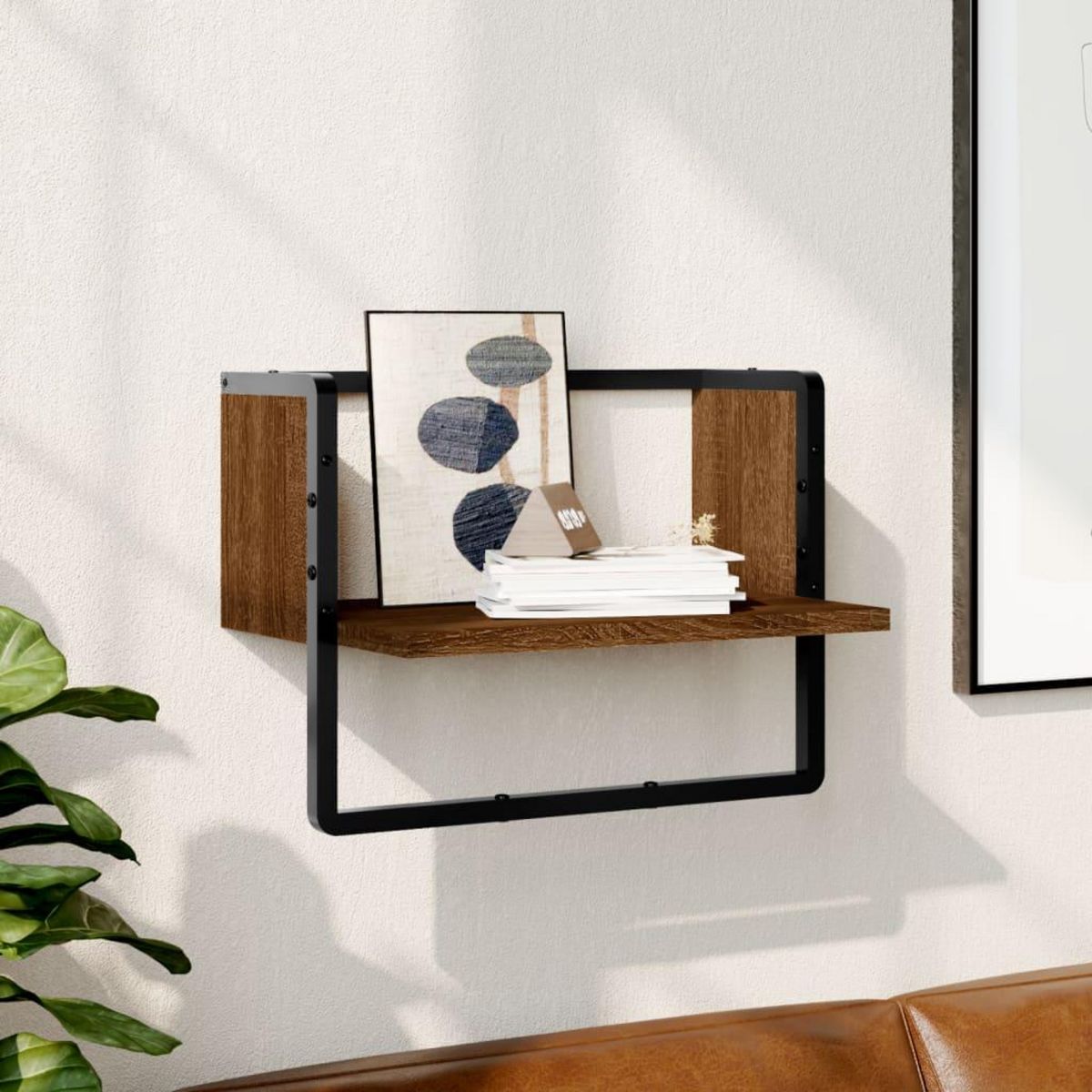 VIDAXL Etagere murale avec barre chene marron 40x25x30 cm