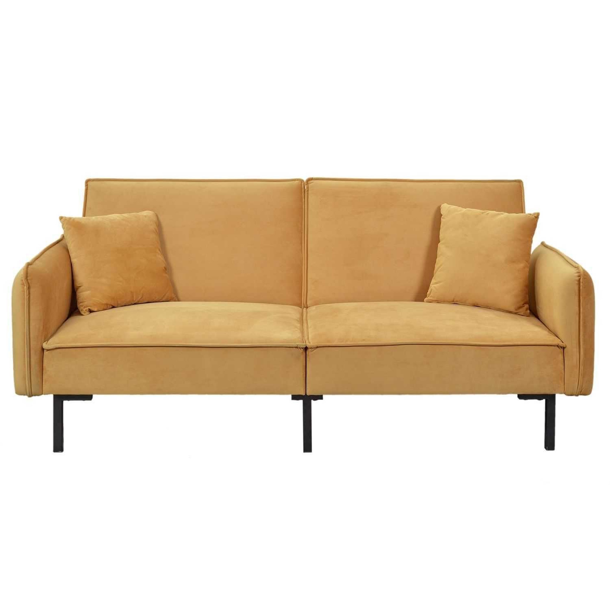 Voir la diapositive 3 : The Home Deco Factory Canapé convertible en velours Bryne - 3 Places - Ocre