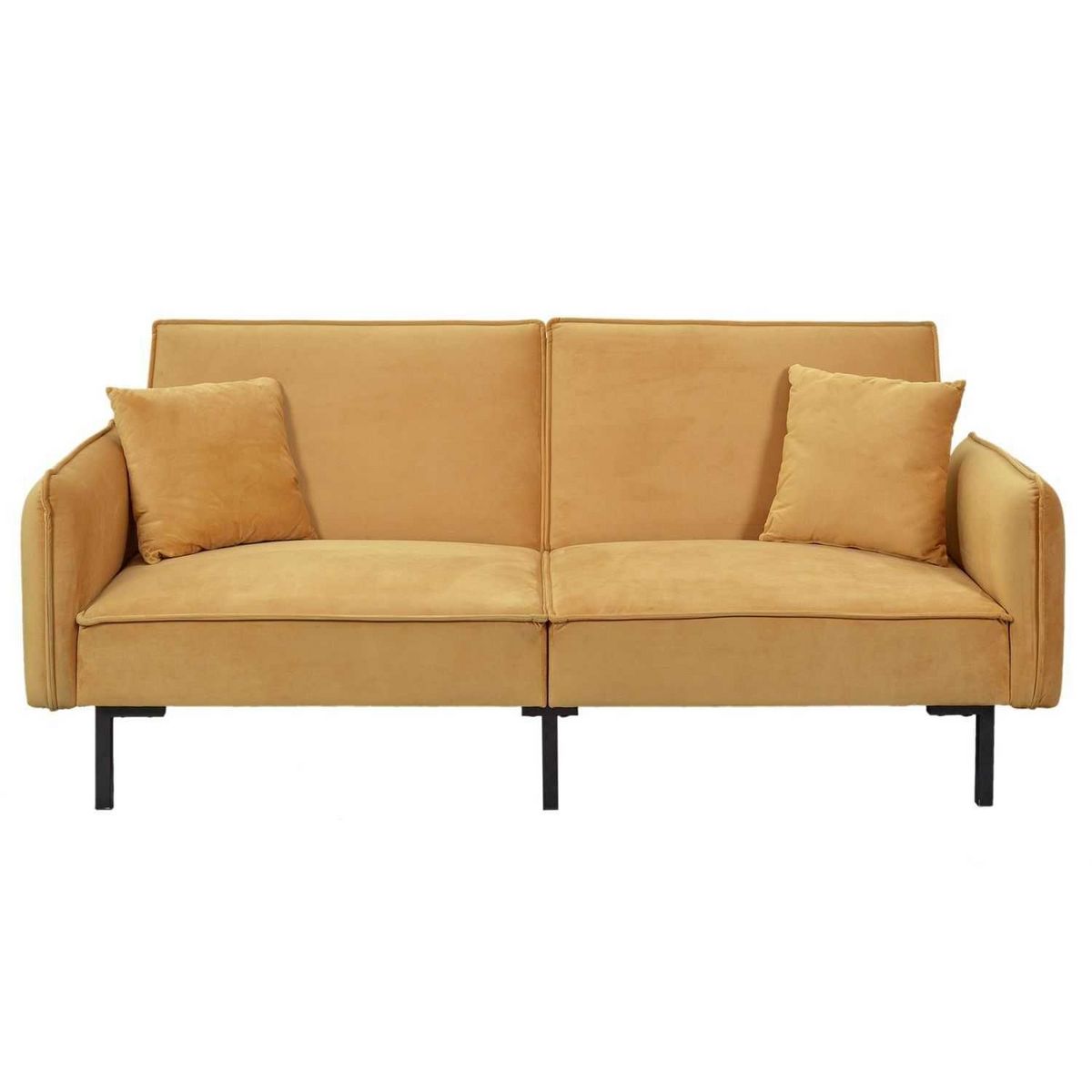 The Home Deco Factory Canapé convertible en velours Bryne - 3 Places - Ocre