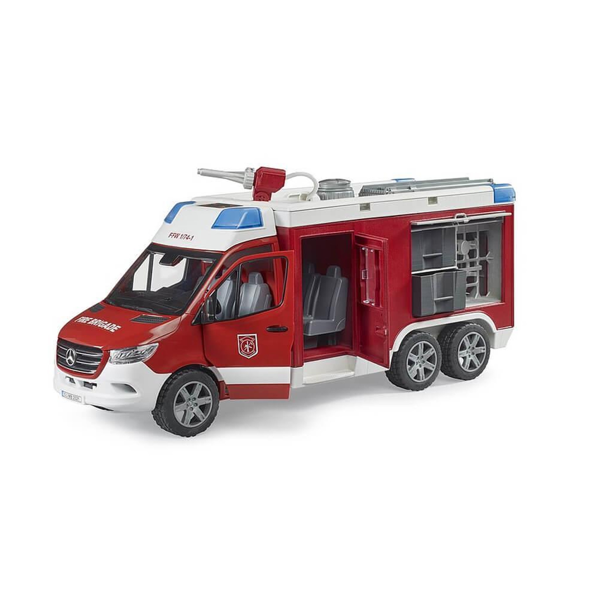 Voir la diapositive 2 : Bruder Fourgon de pompiers Mercedes Benz Sprinter avec module son et lumière