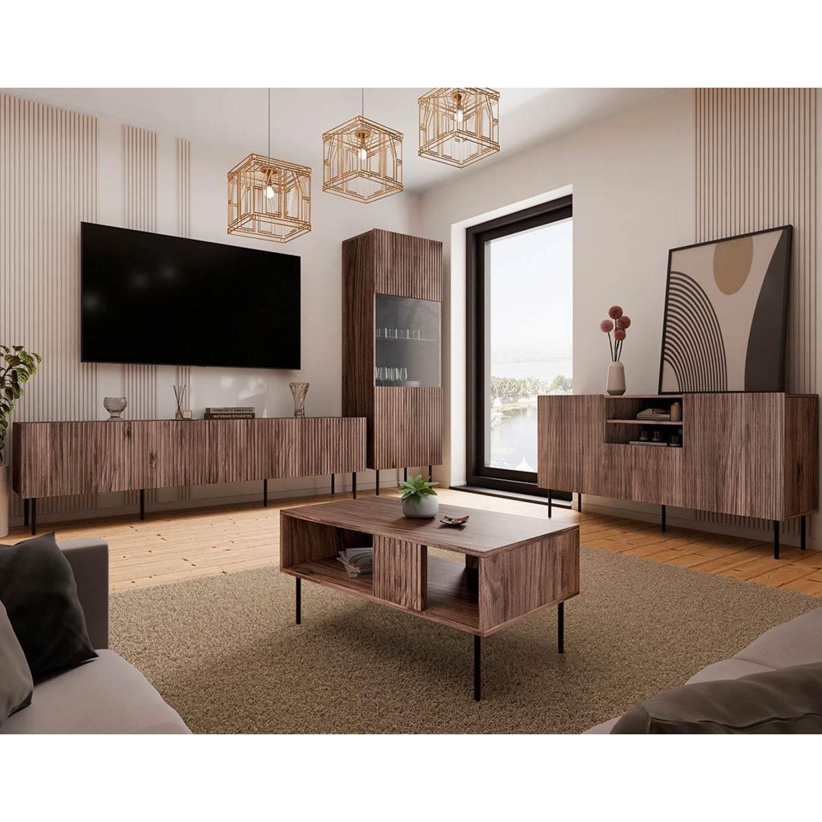 BEST MOBILIER Franco - meuble tv - effet bois - 200 cm