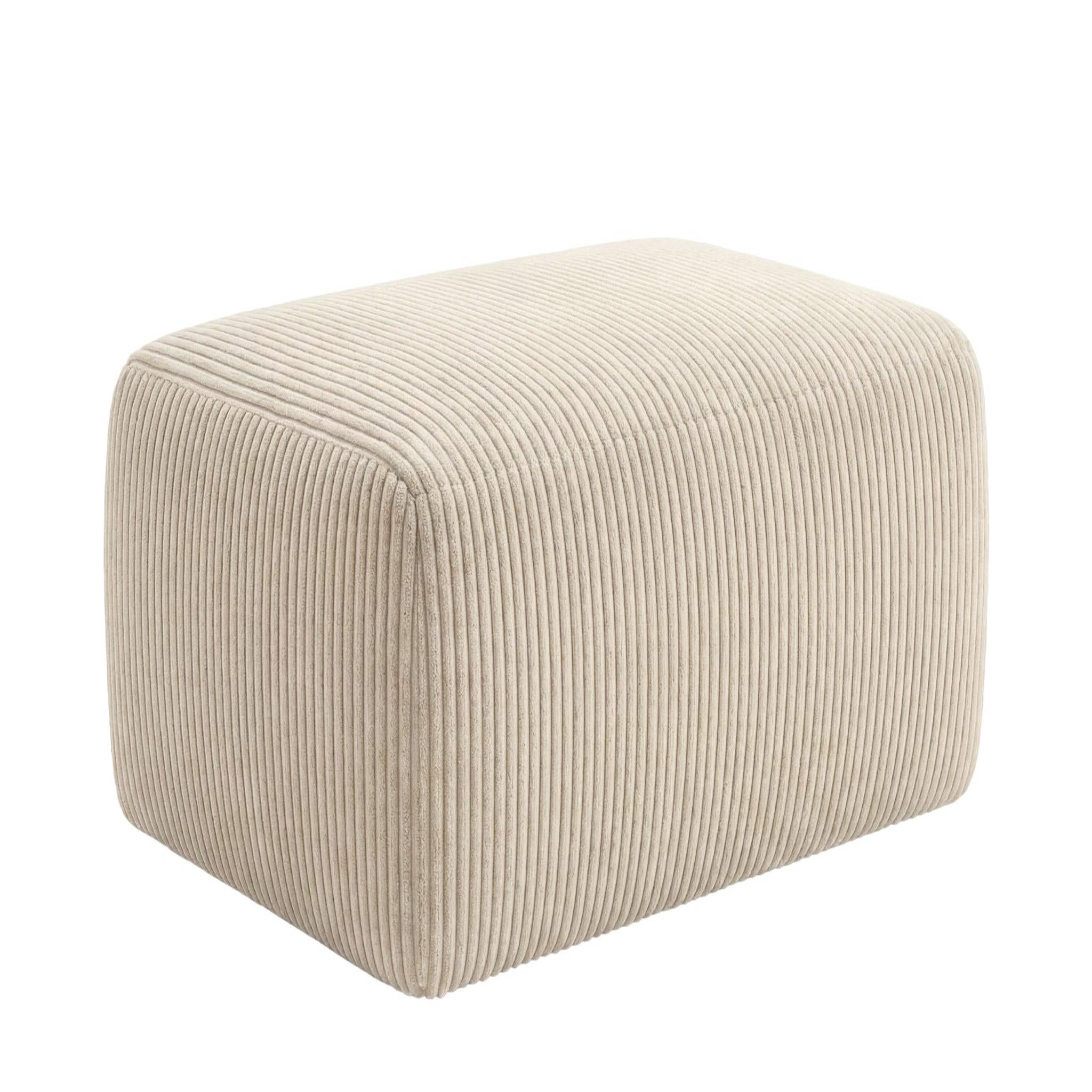 CASANOVA PARIS Olympe - pouf en petit velours côtelé 100x68x42. Coloris disponibles : Beige, Vert, Gris, Orange, Bleu