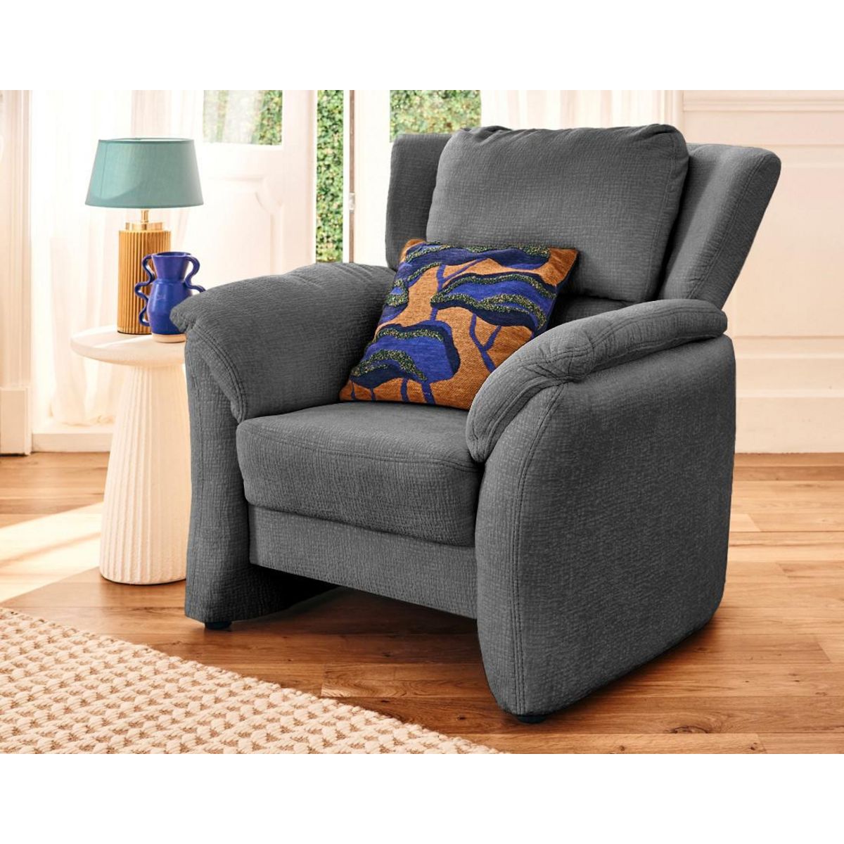 LISA DESIGN Bastille - fauteuil en tissu velours relief