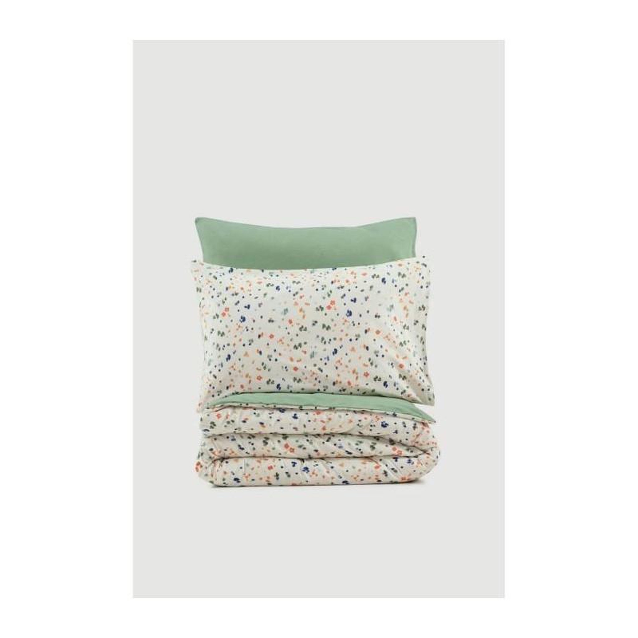 Voir la diapositive 3 : GENERIQUE Parure de lit - 129CTN64279 - 1 housse de couette 220 x 240 cm + 2 taies d'oreiller 60 x 60 cm - 100% coton ranforcé - Vert