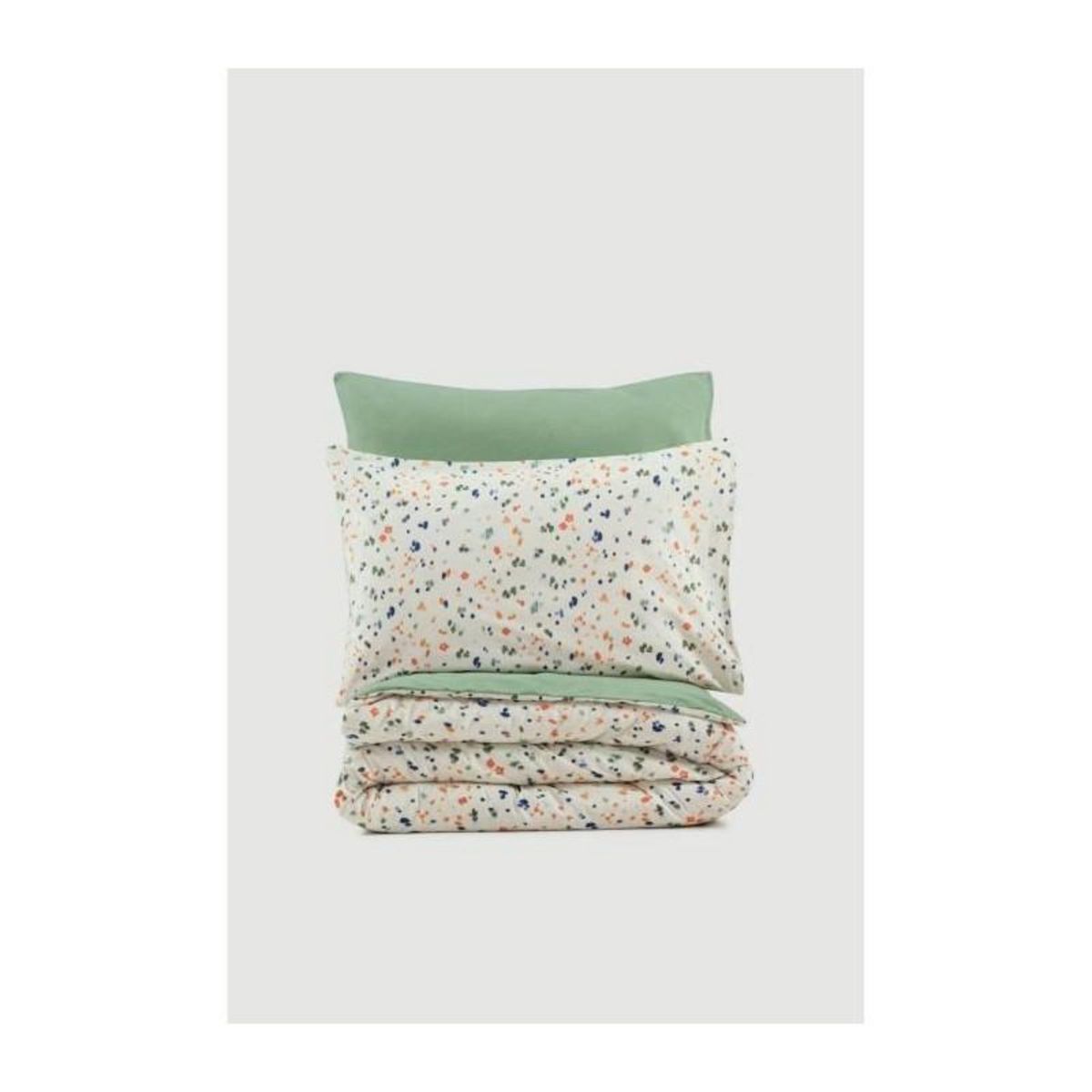 GENERIQUE Parure de lit - 129CTN64279 - 1 housse de couette 220 x 240 cm + 2 taies d'oreiller 60 x 60 cm - 100% coton ranforcé - Vert