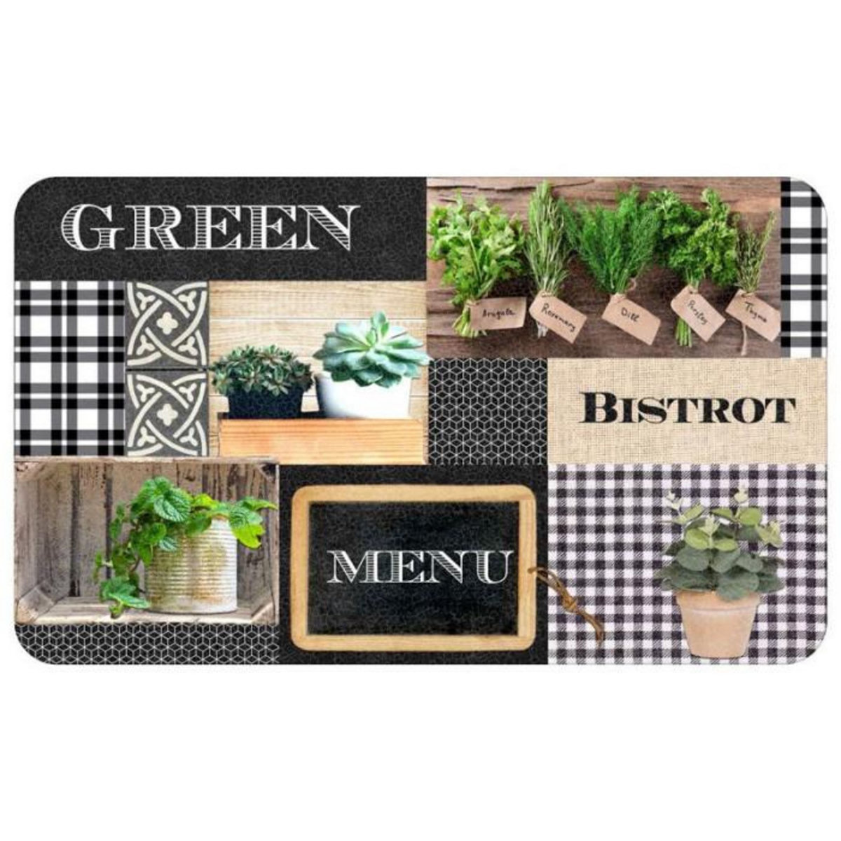 Paris Prix Tapis de Cuisine Mousse  Green Bistrot  45x75cm Multicolore