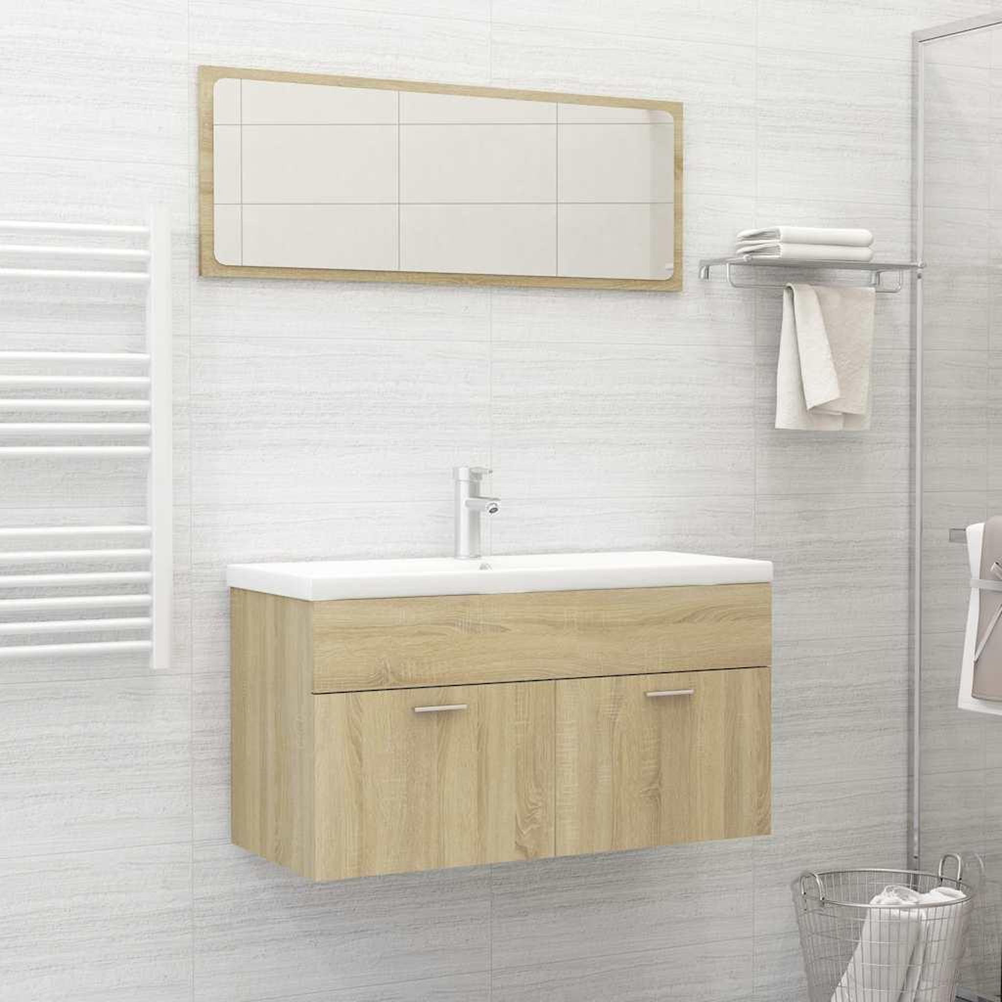 VIDAXL Ensemble de meubles de salle de bain 2 pcs chene sonoma