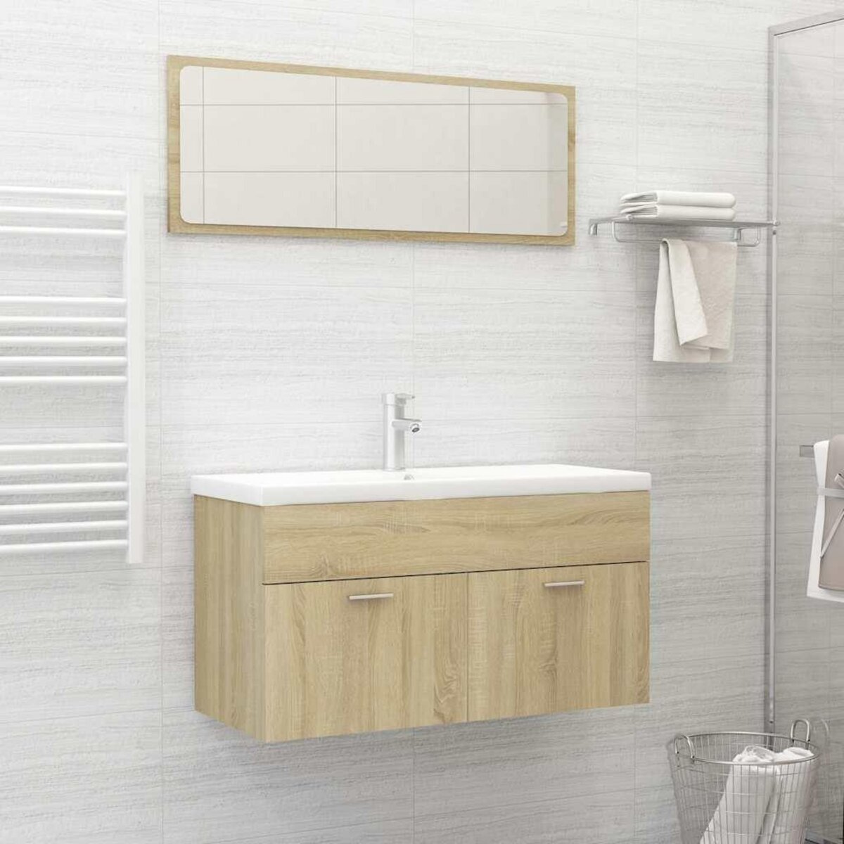 VIDAXL Ensemble de meubles de salle de bain 2 pcs chene sonoma