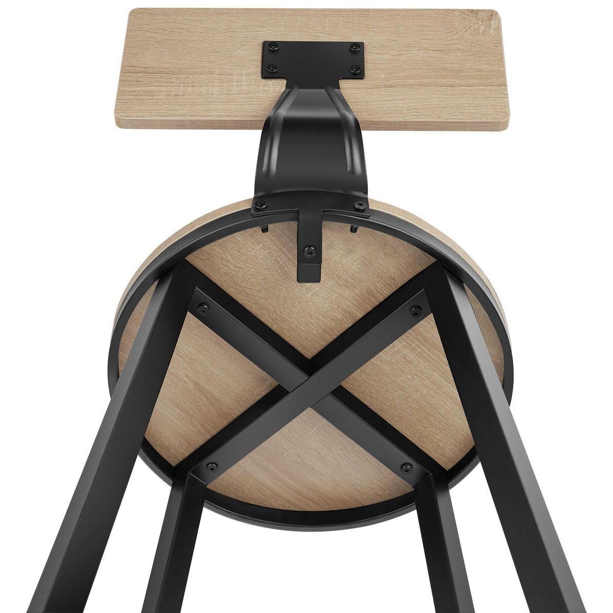 tectake Lot de 2 tabourets de bar avec grands dossiers confortables Bois clair industriel, Chêne Sonoma