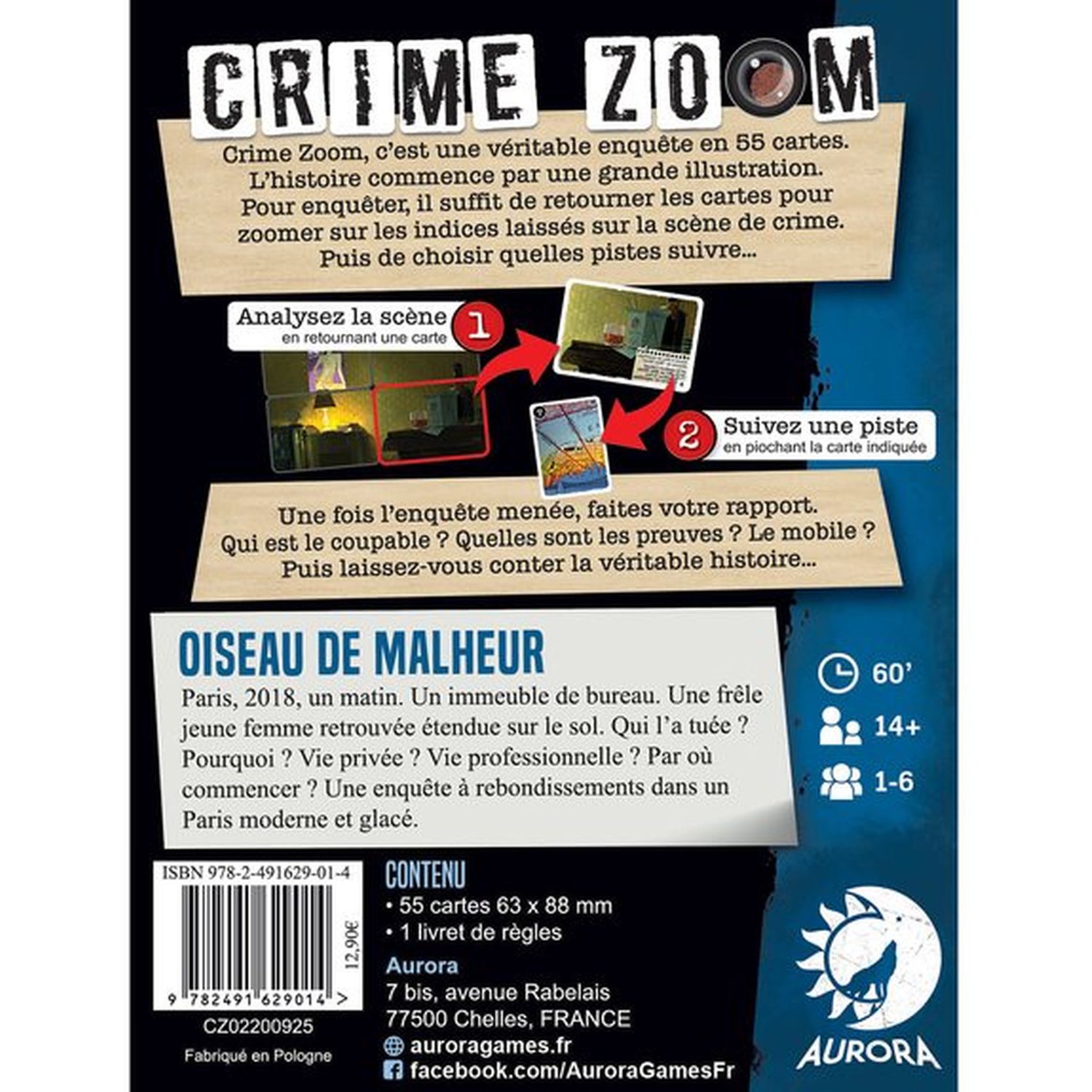 Voir la diapositive 2 : AURORA Jeu Oiseau de Malheur - Crime Zoom