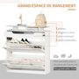 Voir la diapositive 5 : HOMCOM Armoire à chaussures avec 2 tiroirs rabattables + 1 tiroir coulissant + 1 comptoir et 1 plateau en verre étagère réglable sur 2 niveaux 89 x 23 x 96 cm blanc