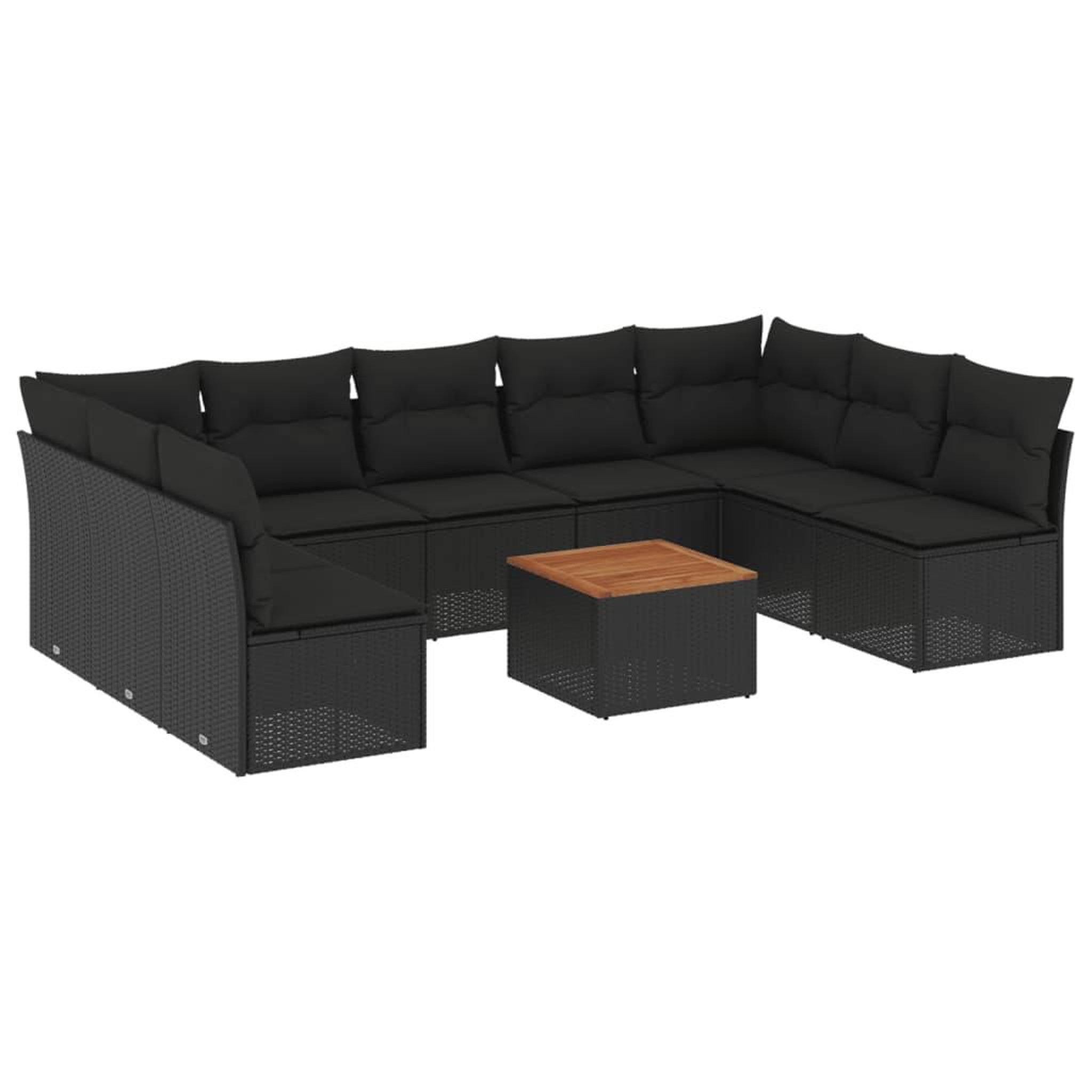 Voir la diapositive 2 : VIDAXL Salon de jardin 10 pcs avec coussins noir resine tressee