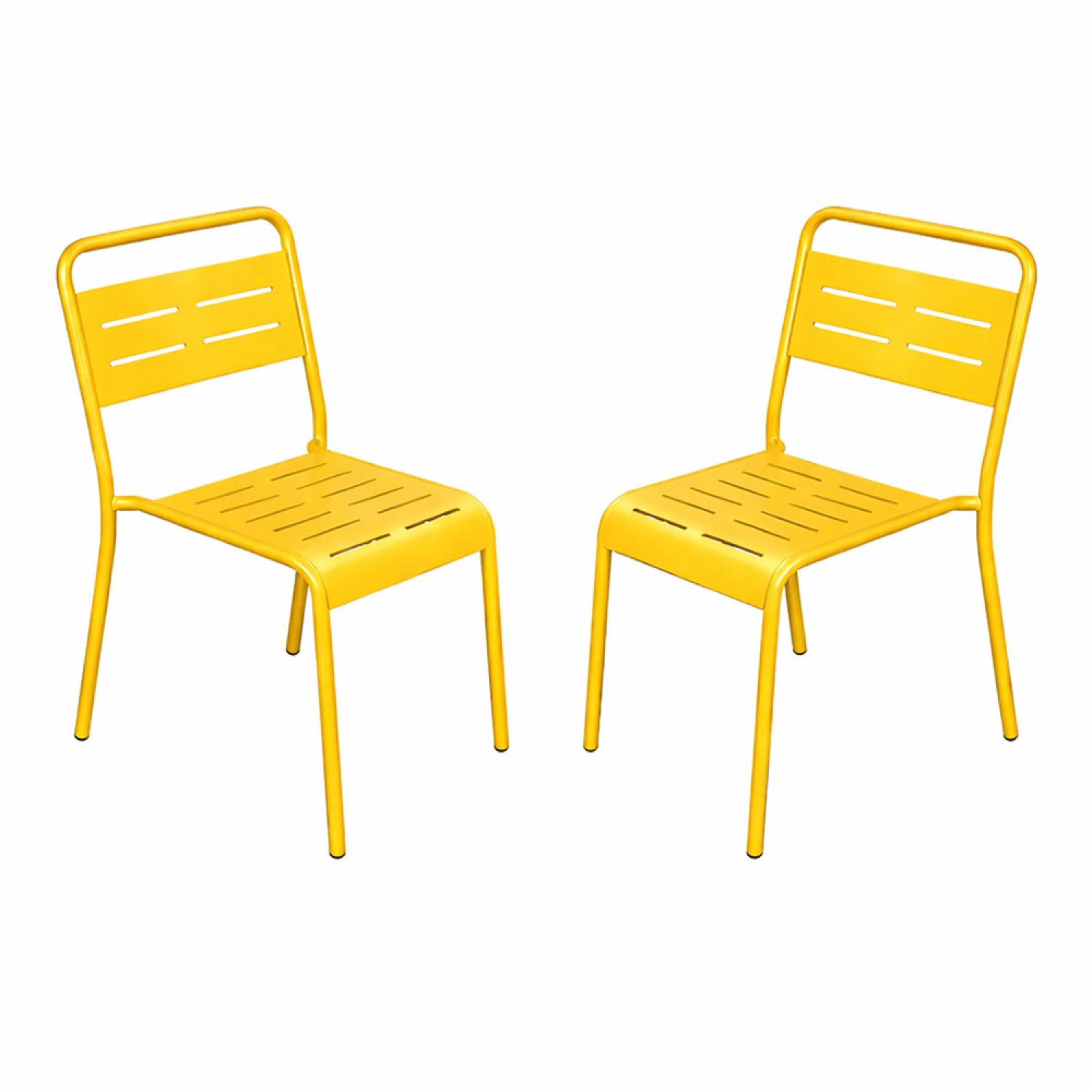 CONCEPT USINE Lot de 2 chaises de jardin empilables jaunes BERGAME