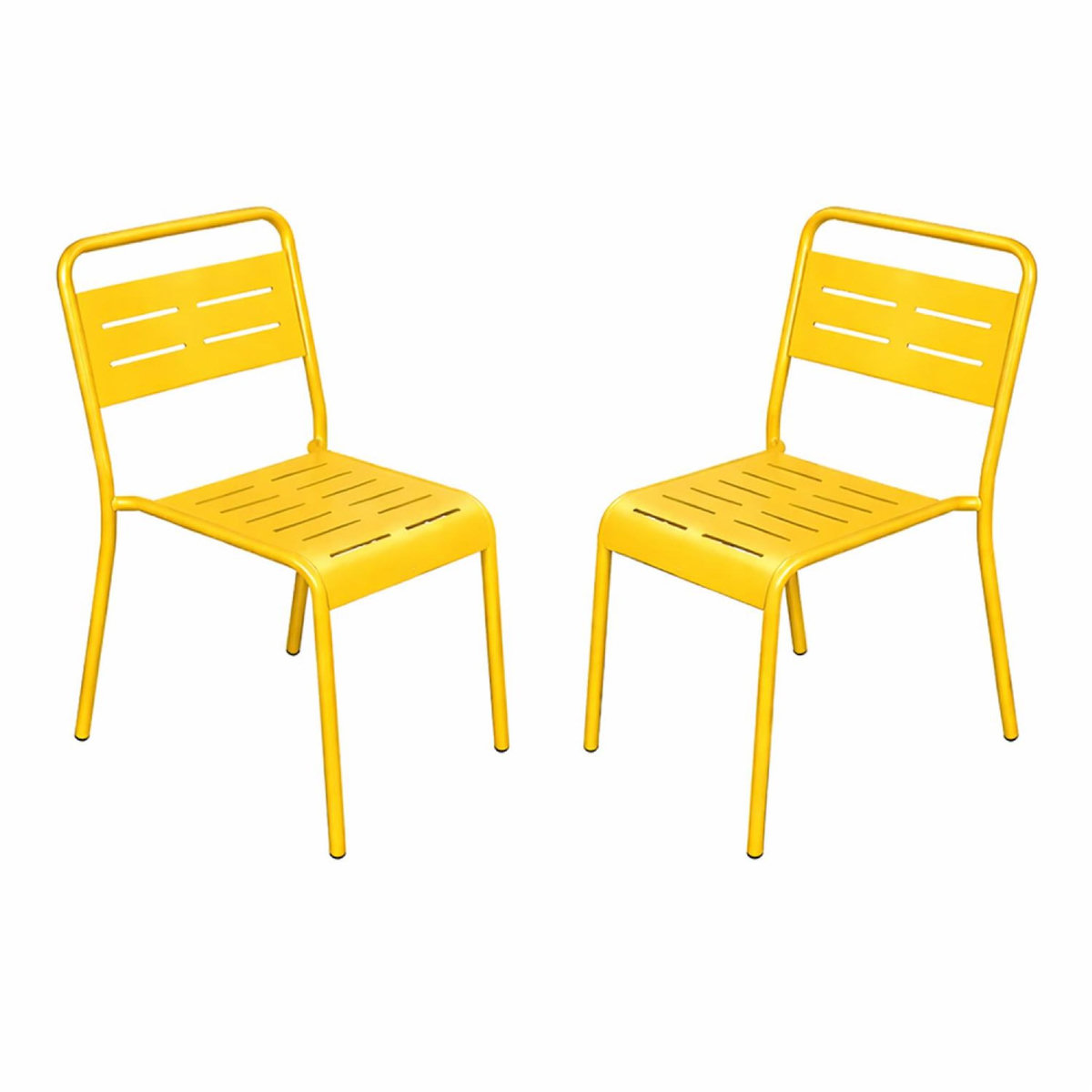 CONCEPT USINE Lot de 2 chaises de jardin empilables jaunes BERGAME