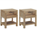 VIDAXL Tables de chevet avec tiroirs 2 pcs 40x30x48 cm Acacia solide