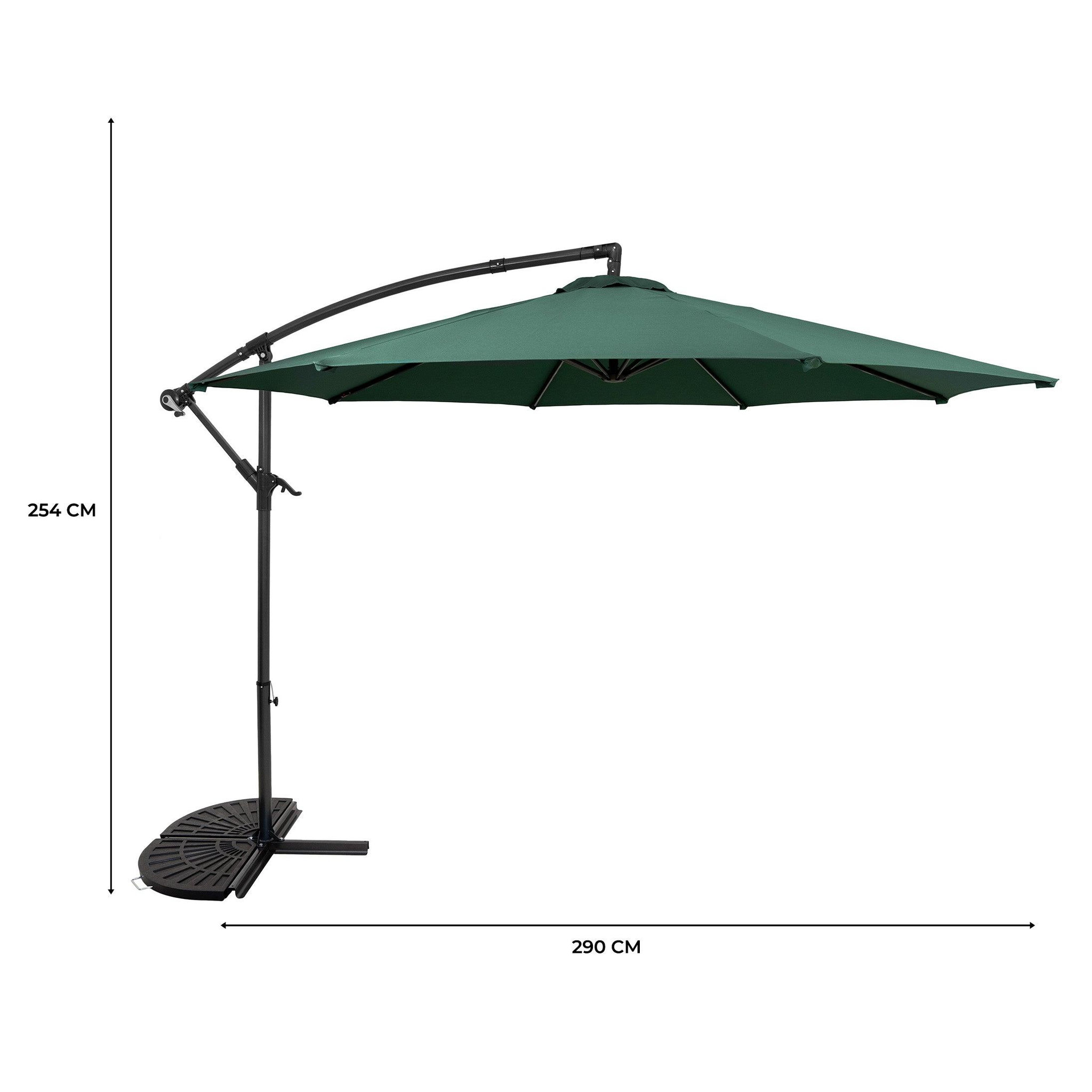 Voir la diapositive 5 : Monster Parasol Banane à Mât Déporté 3 m & 2 Pieds en Éventail