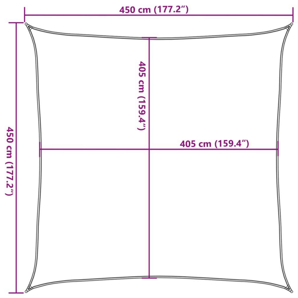 VIDAXL Voile d'ombrage 160 g/m^2 Rouge 4,5x4,5 m PEHD