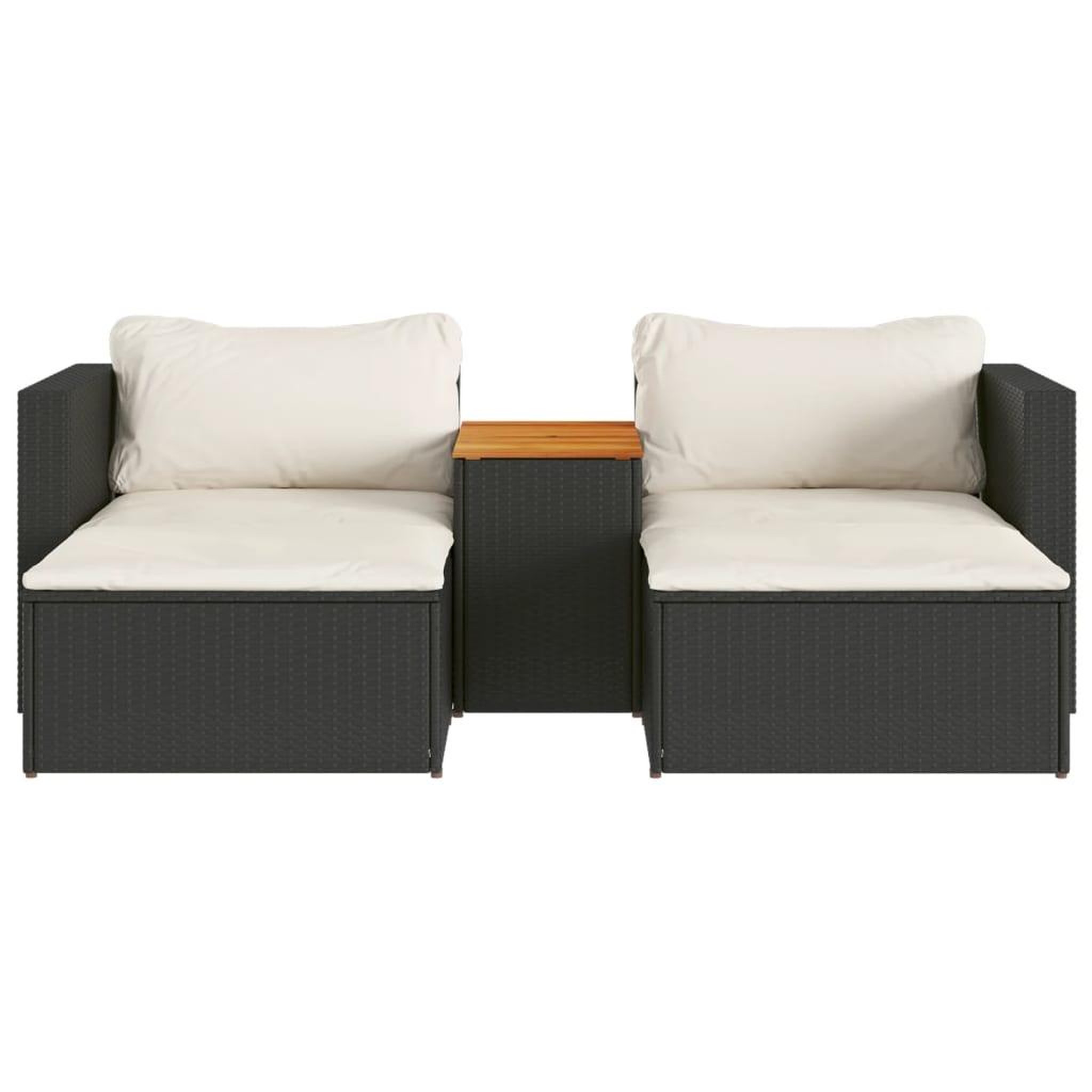 Voir la diapositive 5 : VIDAXL Salon de jardin 5 pcs avec coussins noir resine tressee acacia