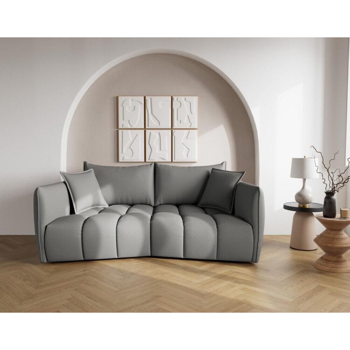 LISA DESIGN Cassiopee - canapé droit 3 places assise profonde en tissu texturé