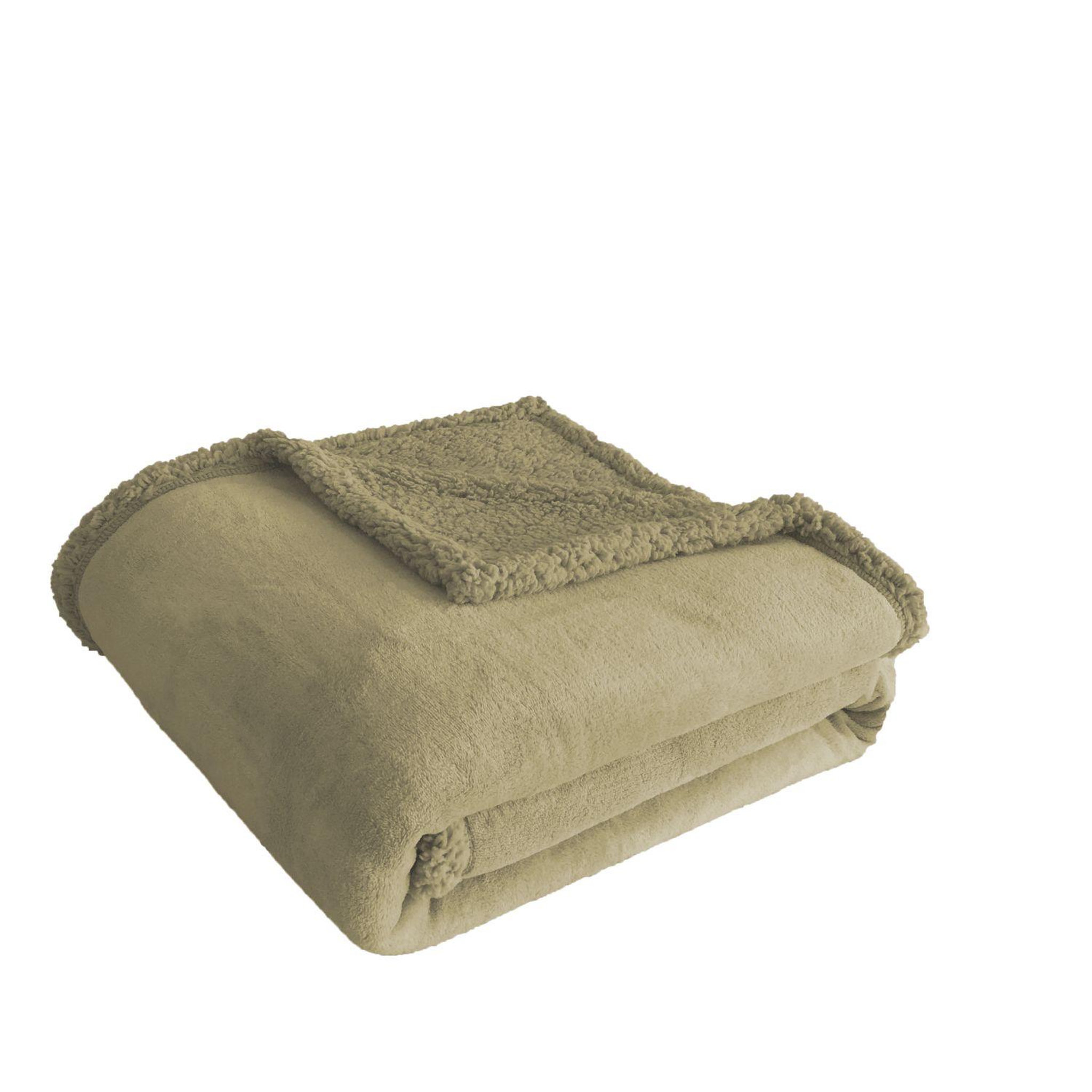 Voir la diapositive 1 : ACTUEL Plaid double face polaire/sherpa  