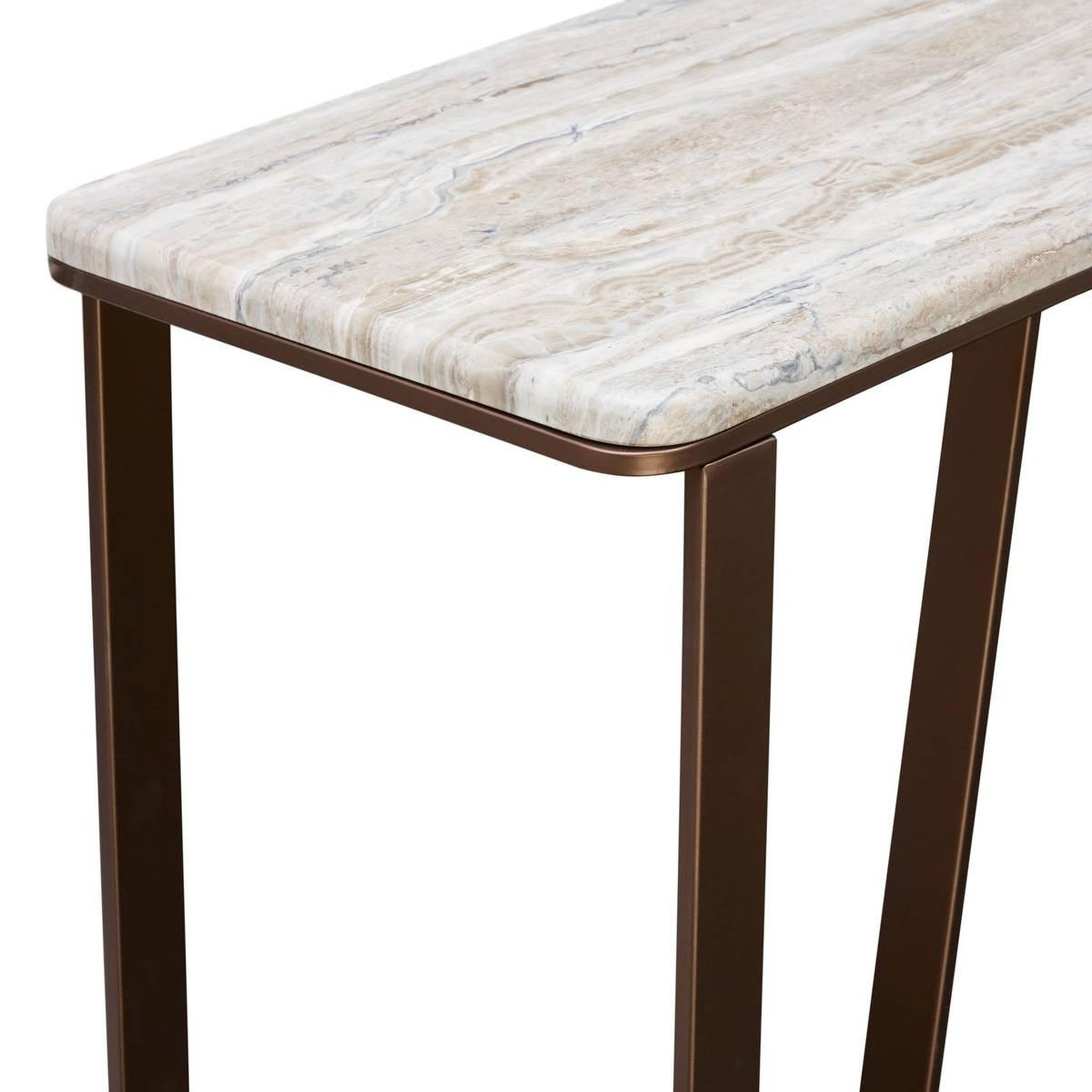 Voir la diapositive 2 : ATMOSPHERA Console effet marbre  barrel  120cm chocolat