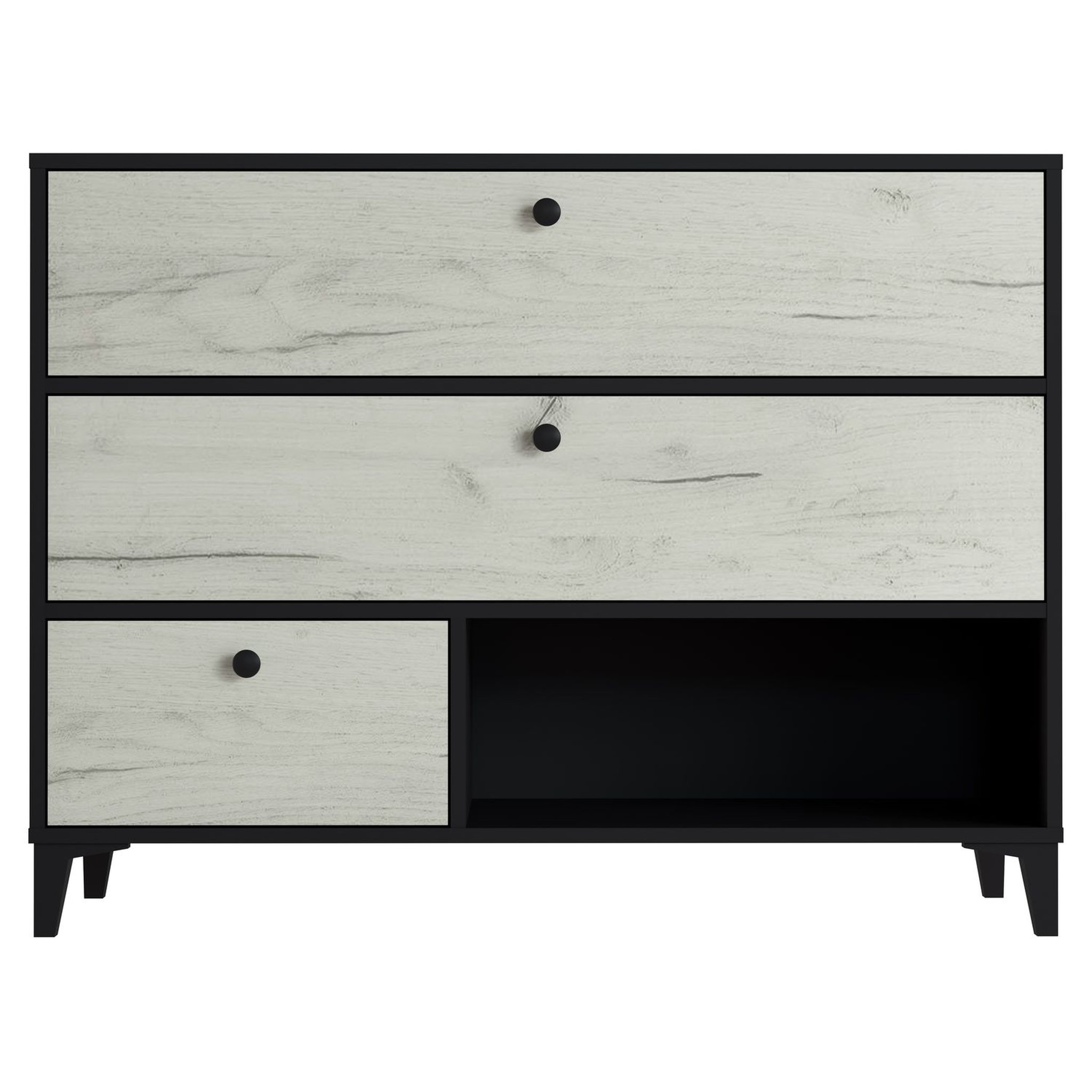Voir la diapositive 3 : Commode 3 tiroirs 1 niche L110cm BRIDGET