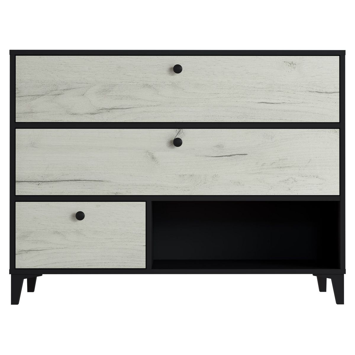 Commode 3 tiroirs 1 niche L110cm BRIDGET