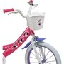 Disney Minnie Vélo 16  Fille Licence  Minnie  + Casque pour enfant de 105/120 cm avec stabilisateurs à molettes - 2 freins - Panier avant - Porte poupée arrière