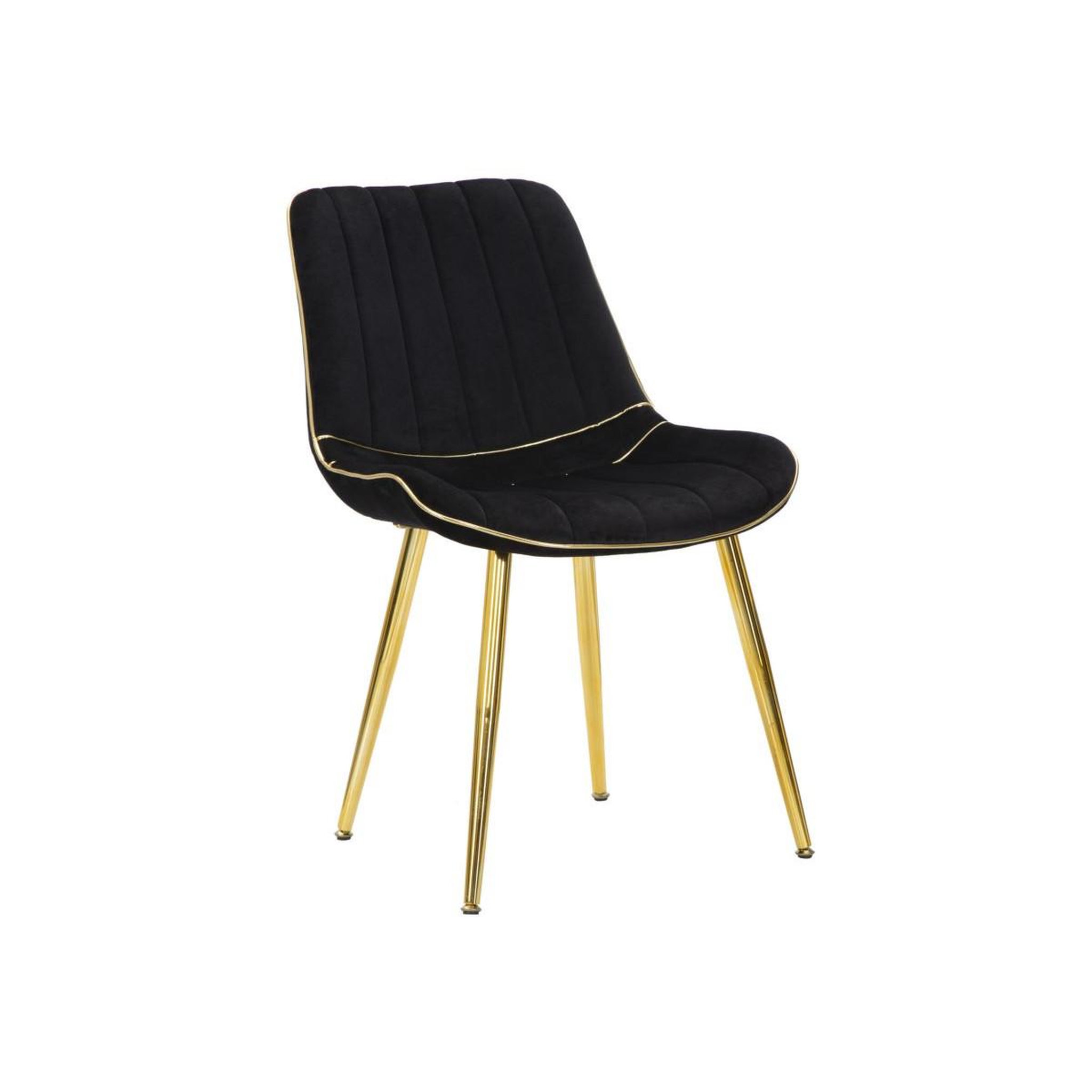 Voir la diapositive 2 : Paris Prix Lot de 2 chaises en tissu  paris  79cm noir & or