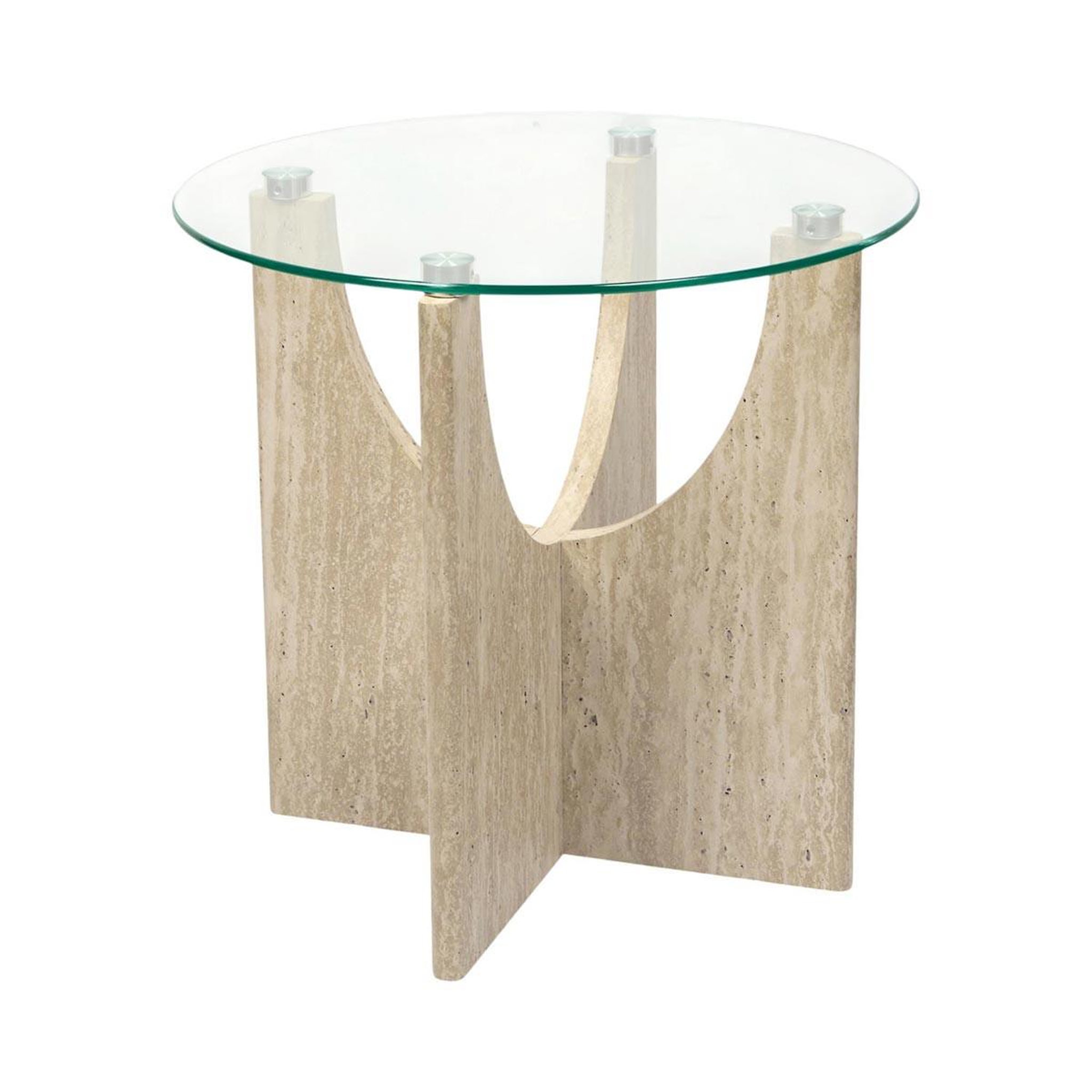 The Home Deco Factory Table d'appoint en verre  pietra  45cm beige