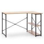 VS VENTA-STOCK Bureau Juani noir, 2 étagères, style industriel, 120 cm longueur