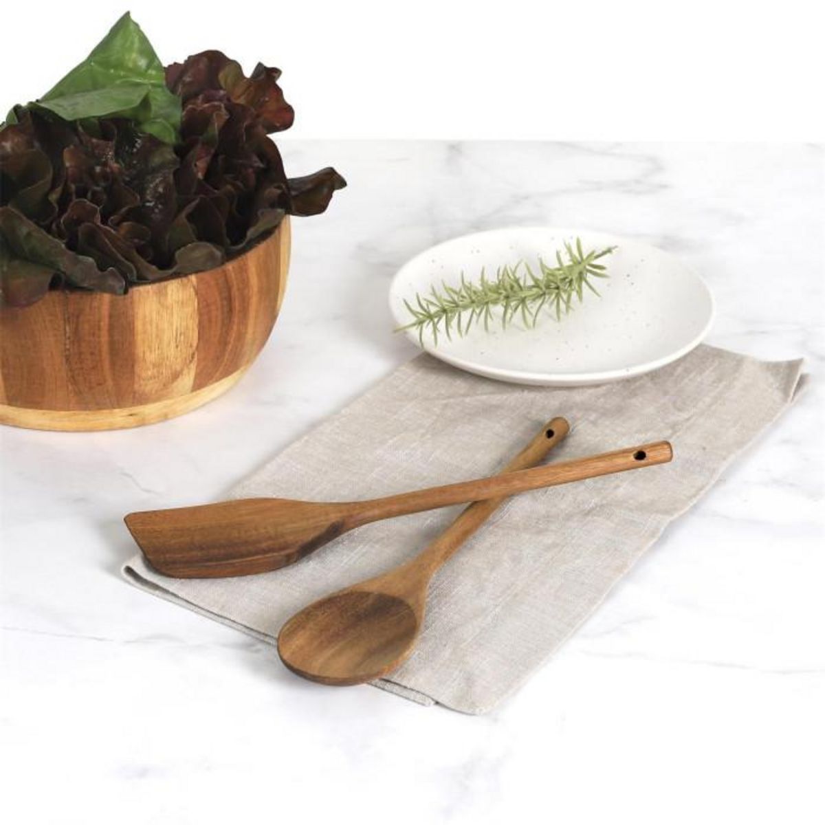 Paris Prix Cuillère & Spatule en Bois  Acacia  30cm Marron