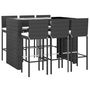 Voir la diapositive 3 : VIDAXL Ensemble de bar de jardin 7 pcs avec coussins noir poly rotin