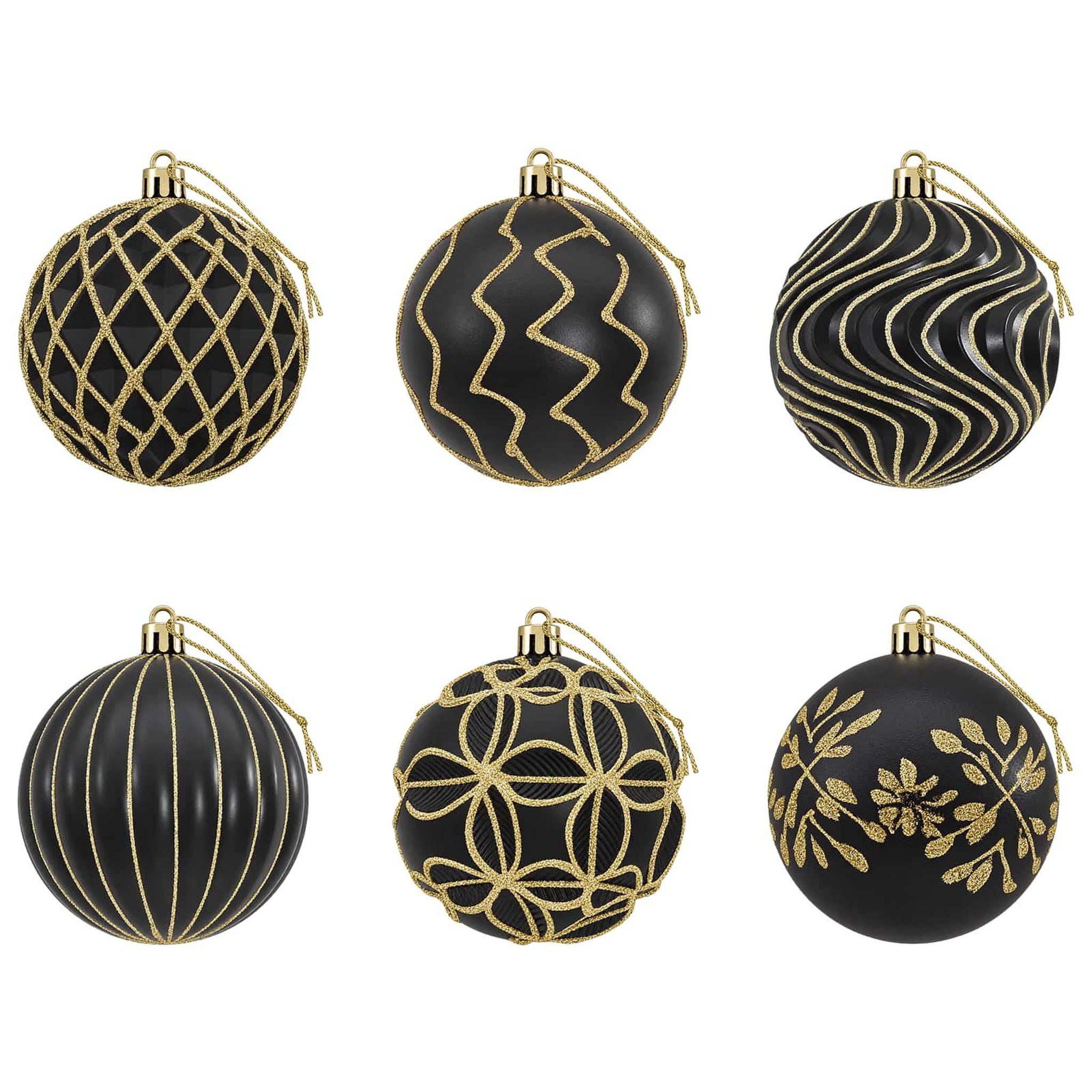 Voir la diapositive 5 : VIDAXL Ensemble de boules de Noël XL 18 pc Noir et Or Diam. 8 cm