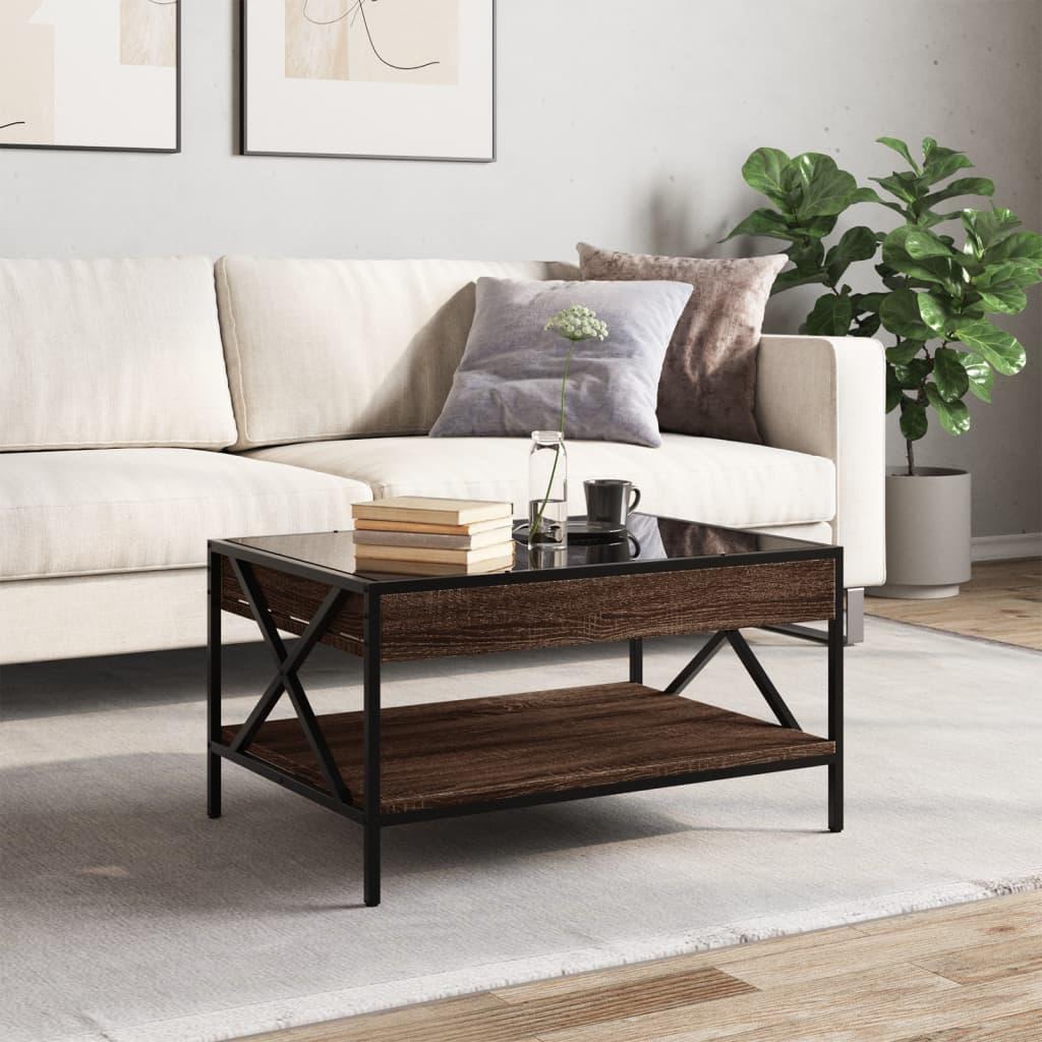 Voir la diapositive 4 : VIDAXL Table basse avec LED infini chene marron 70x50x38 cm