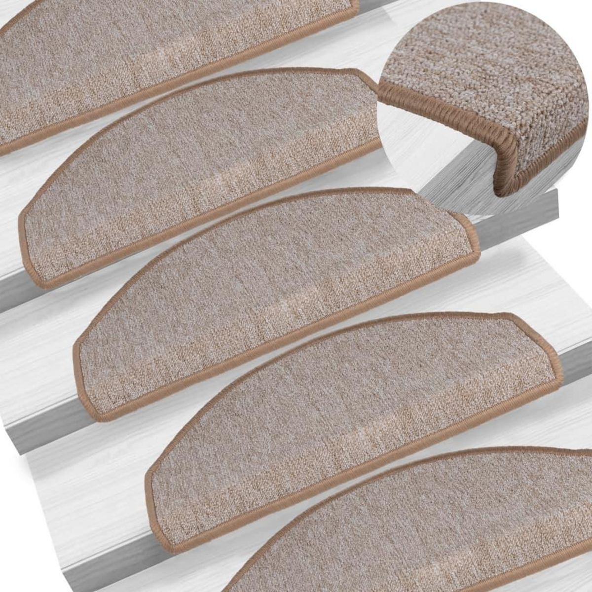 VIDAXL Tapis d'escalier 15 pcs Marron clair 65 x 24 x 4 cm