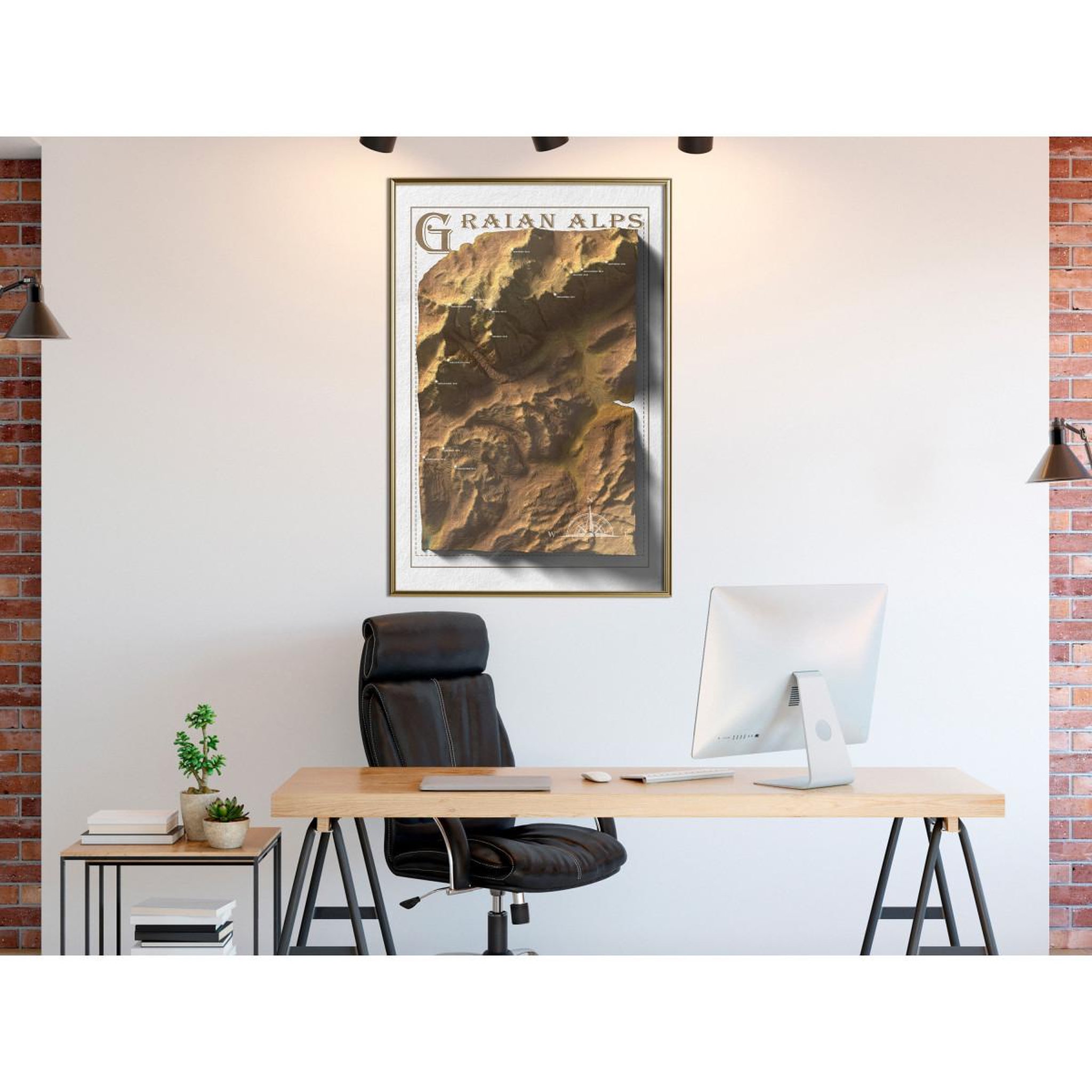 Voir la diapositive 2 : Paris Prix Affiche murale encadrée  raised relief map graian alps