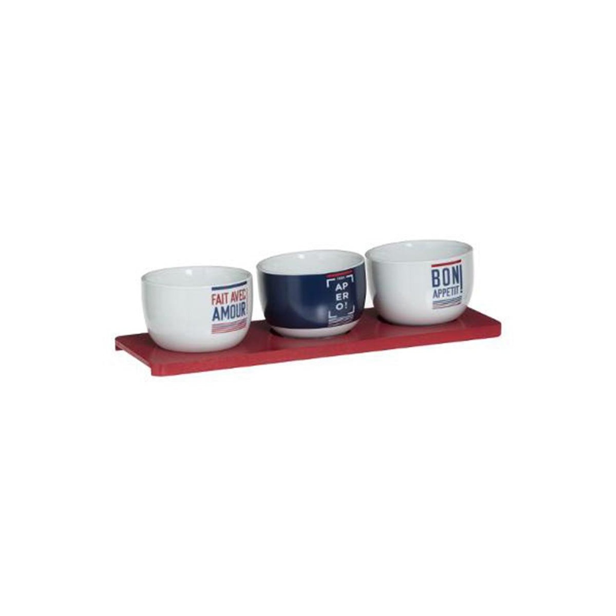Voir la diapositive 1 : SECRET DE GOURMET Set apéritif 4 pièces  french  27cm blanc & bleu