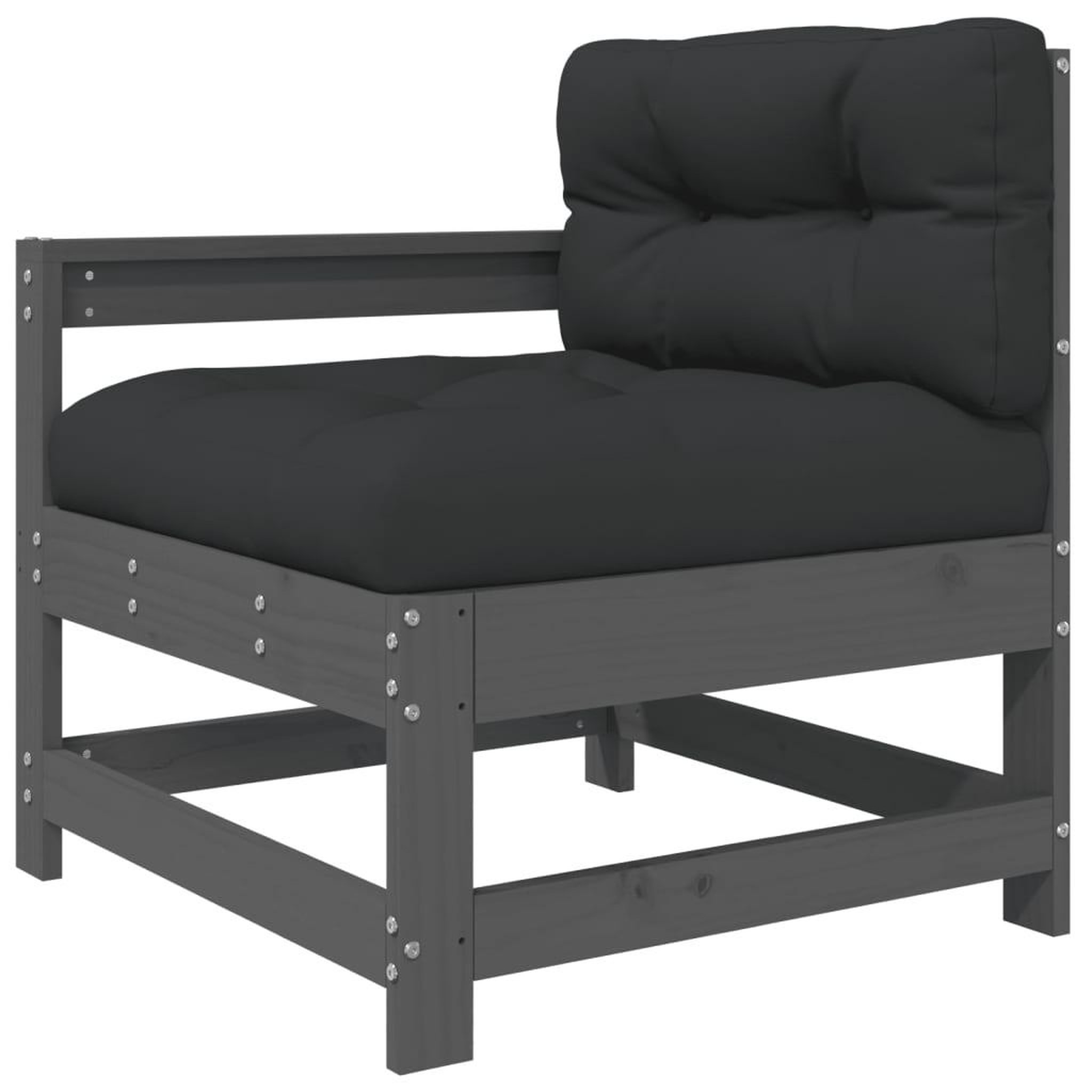 Voir la diapositive 5 : VIDAXL Salon de jardin 5 pcs avec coussins gris bois massif