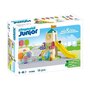 Voir la diapositive 2 : PLAYMOBIL PLAYMOBIL Junior 71703 Aire de jeux avec toboggan géant Comprend cinq personnages, un toboggan et des accessoires - Des 1 an