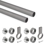 EMUCA SRL Lot de 2 rails ronds pour armoires D.28mm longueur 1.15m avec supports -  Aluminium et Zamak -  Titane