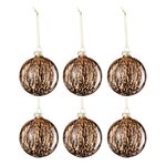 Paris Prix Lot de 6 Boules de Noël  Tache  8cm Marron & Noir