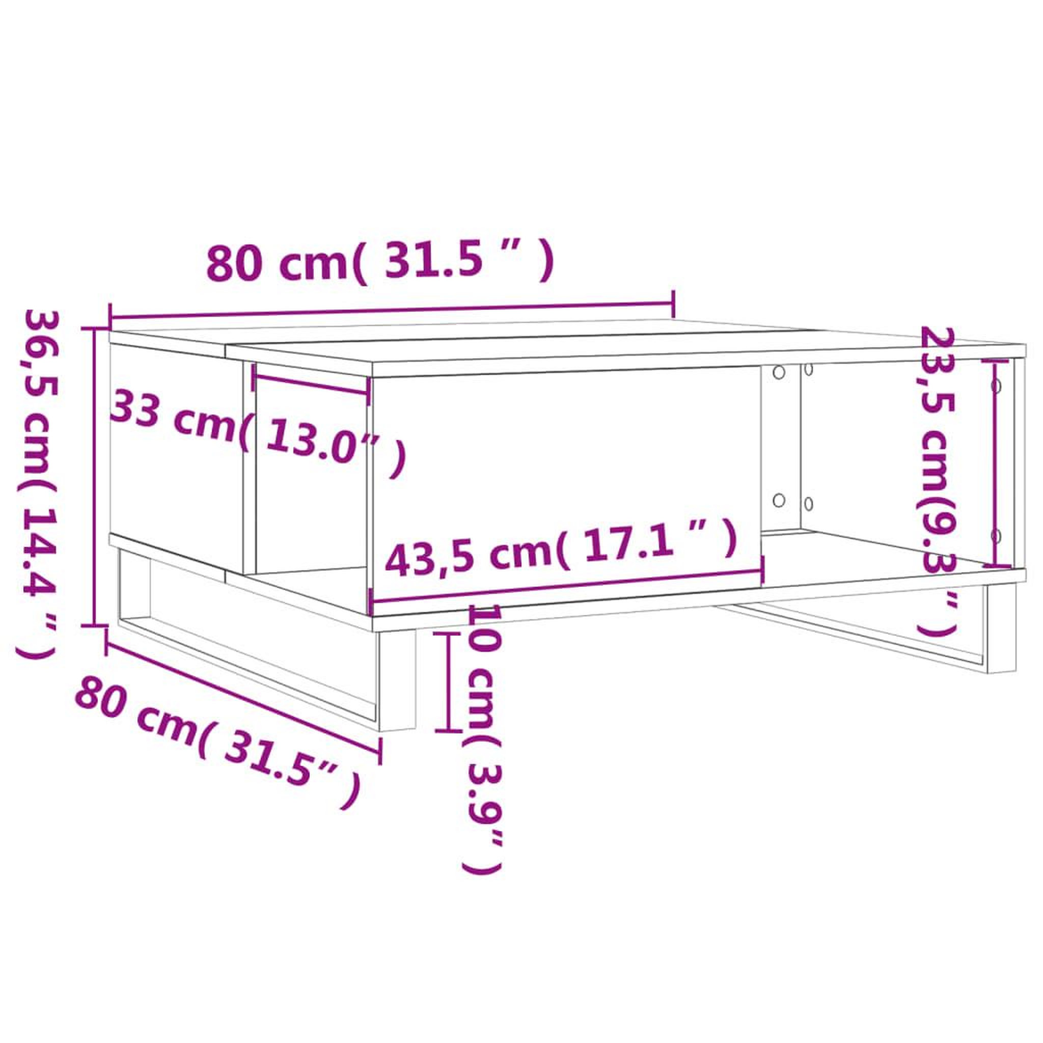 Voir la diapositive 6 : VIDAXL Table basse sonoma gris 80x80x36,5 cm bois d'ingenierie