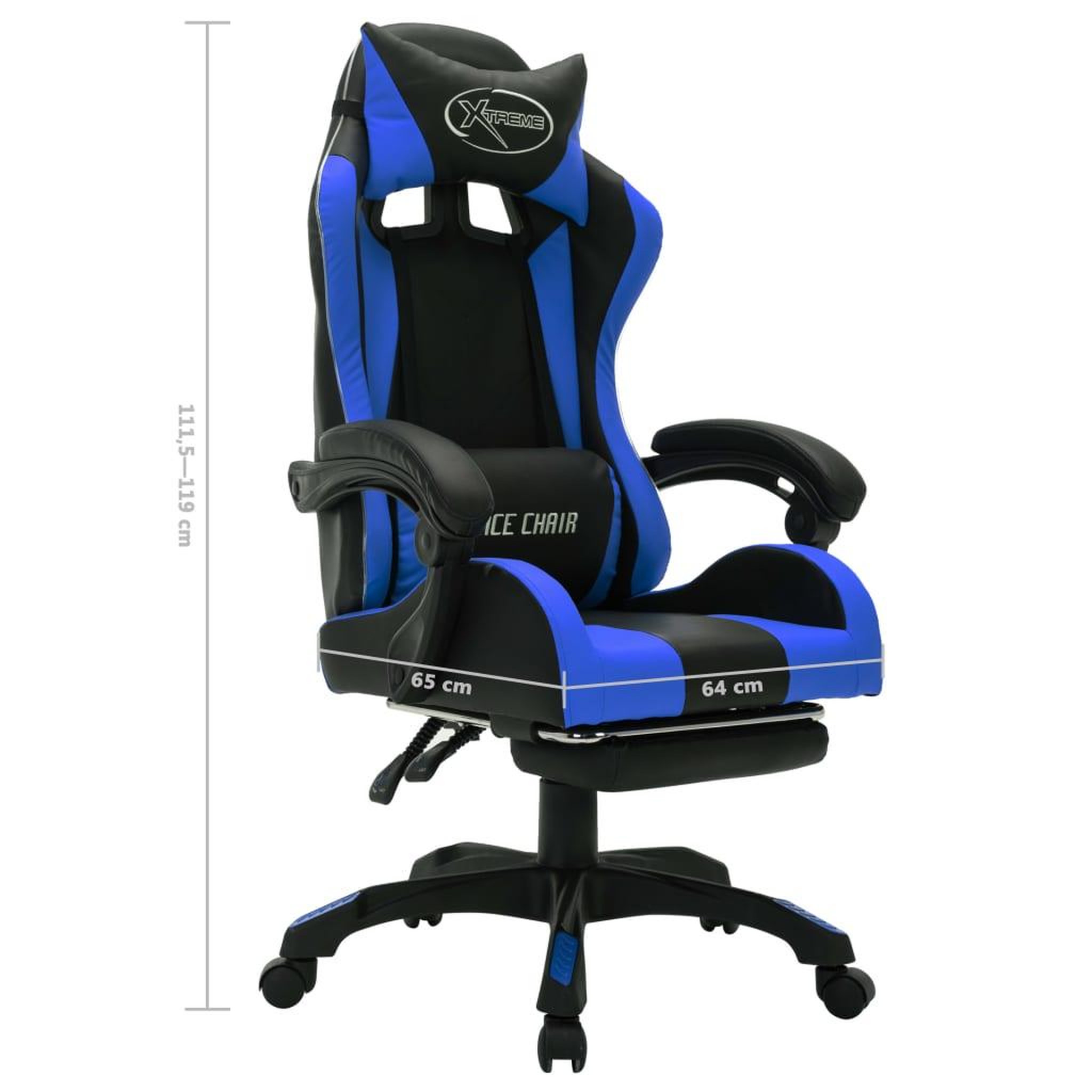 Voir la diapositive 6 : VIDAXL Fauteuil de jeux video avec LED RVB Bleu et noir Similicuir